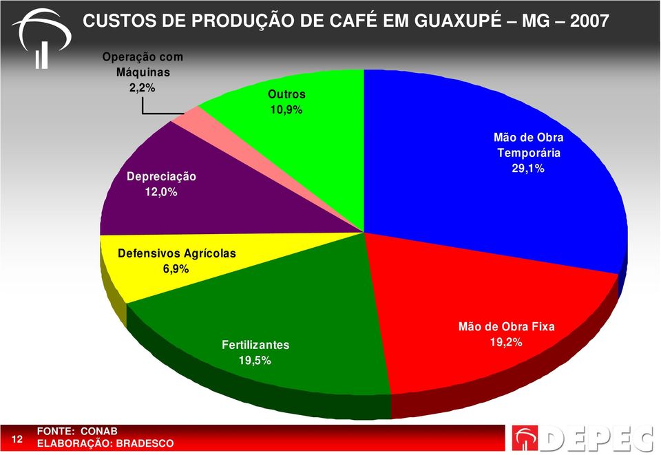 de Obra Temporária 29,1% Defensivos Agrícolas 6,9%