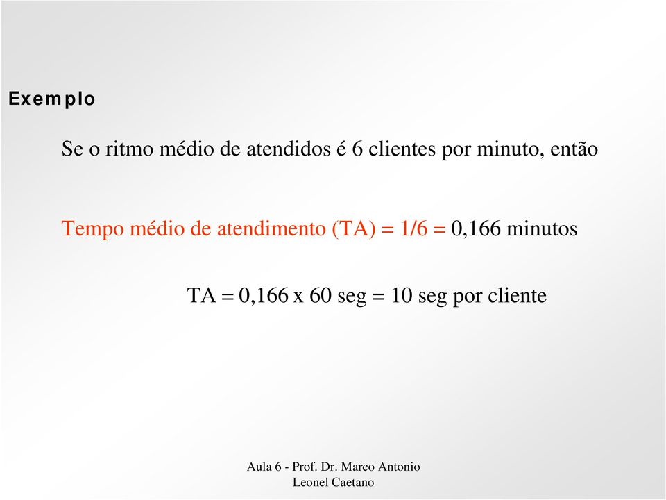 de atendimento (TA) = 1/6 = 0,166