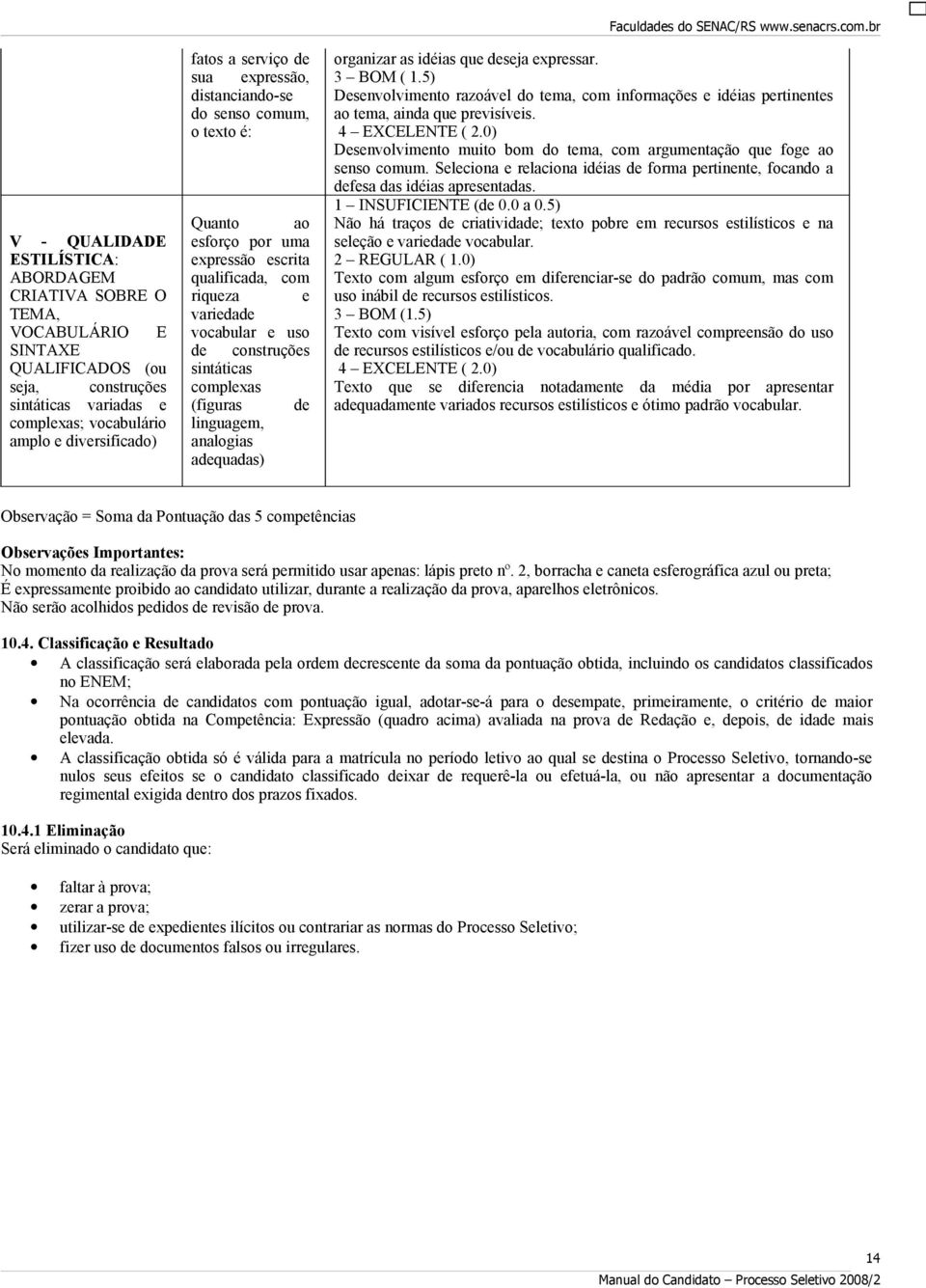 (figuras de linguagem, analogias adequadas) Faculdades do SENAC/RS www.senacrs.com.br organizar as idéias que deseja expressar. 3 BOM ( 1.