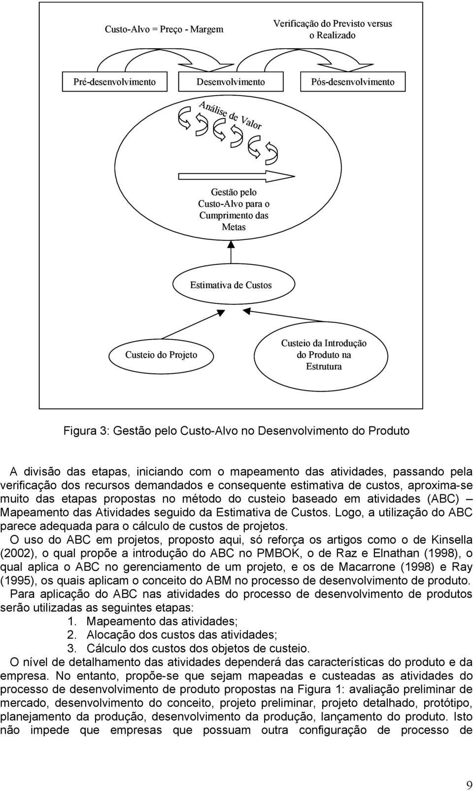 das atividades, passando pela verificação dos recursos demandados e consequente estimativa de custos, aproxima-se muito das etapas propostas no método do custeio baseado em atividades (ABC)