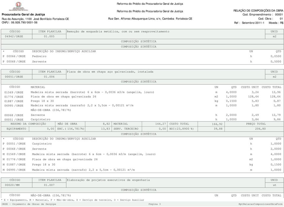 esquadria metálica, com ou sem reaproveitamento 04942/ 01.