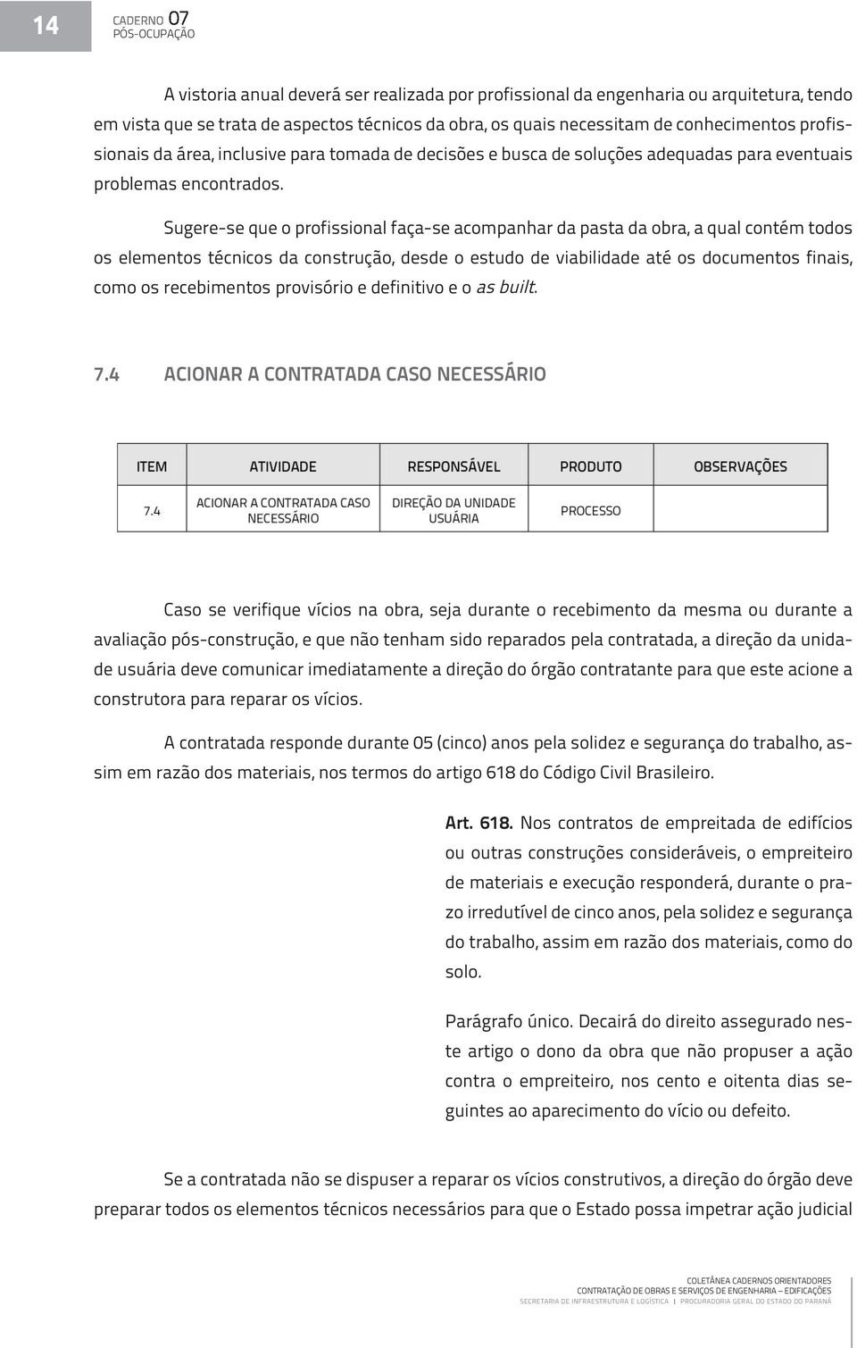 Sugere-se que o profissional faça-se acompanhar da pasta da obra, a qual contém todos os elementos técnicos da construção, desde o estudo de viabilidade até os documentos finais, como os recebimentos