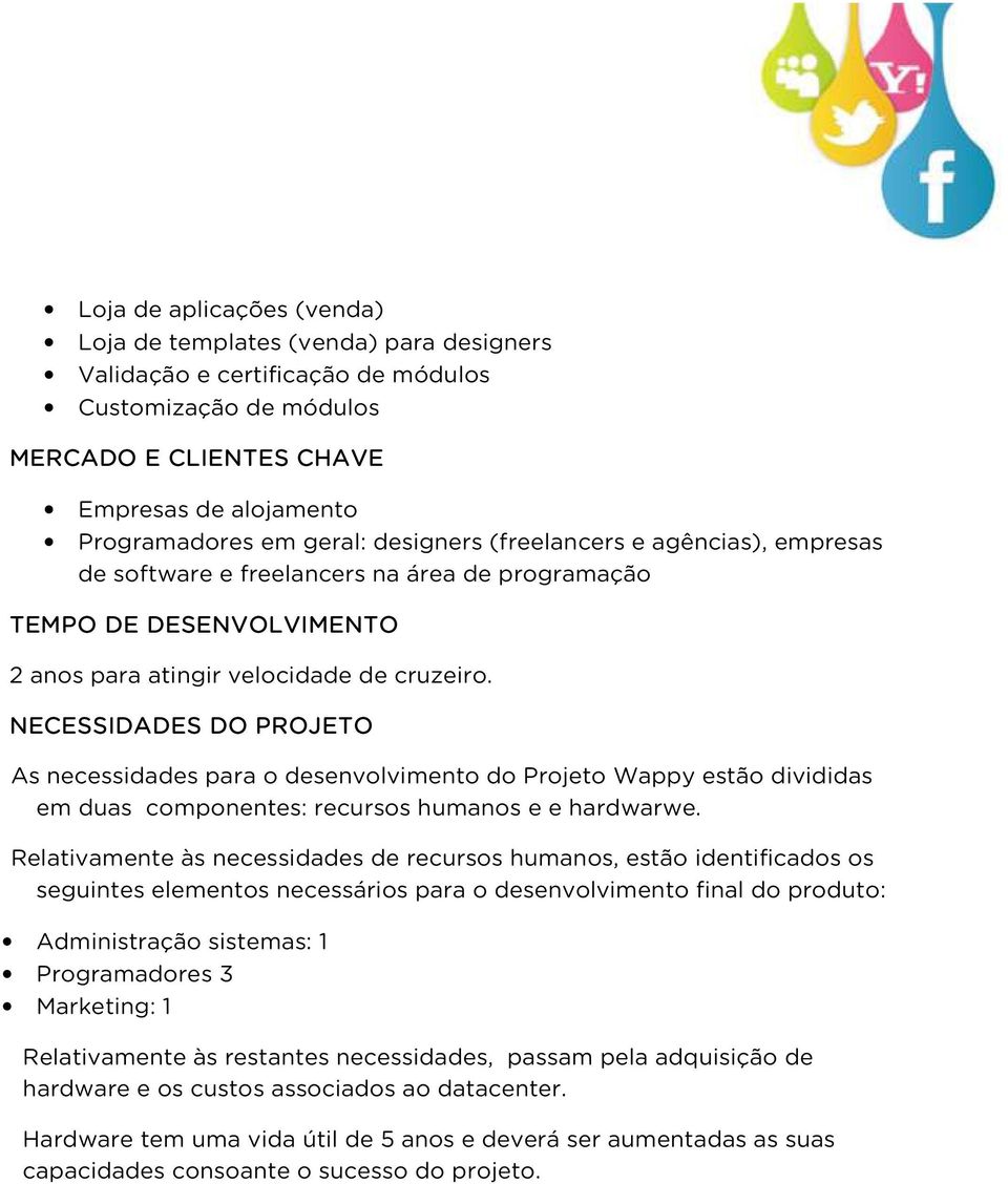 NECESSIDADES DO PROJETO As necessidades para o desenvolvimento do Projeto Wappy estão divididas em duas componentes: recursos humanos e e hardwarwe.