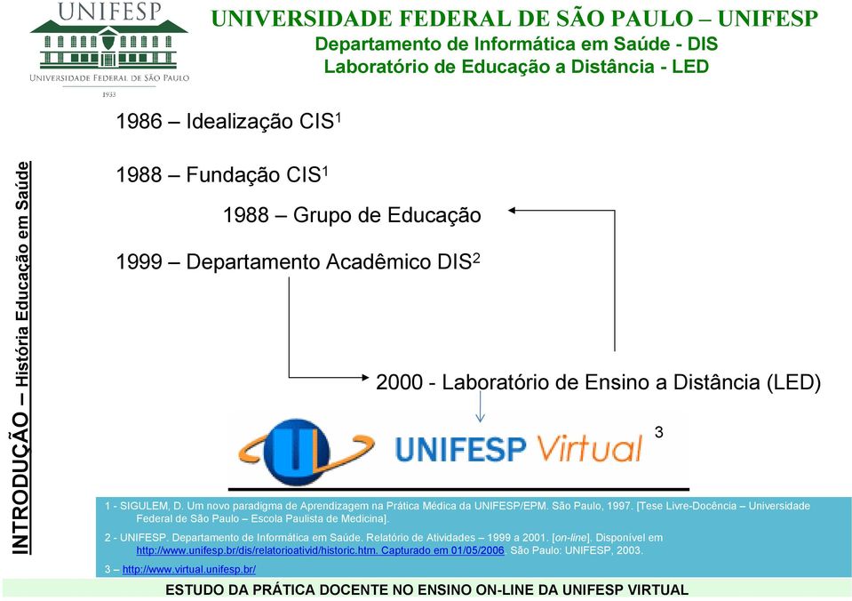 [Tese Livre-Docência Universidade Federal de São Paulo Escola Paulista de Medicina]. 2 - UNIFESP. Departamento de Informática em Saúde.