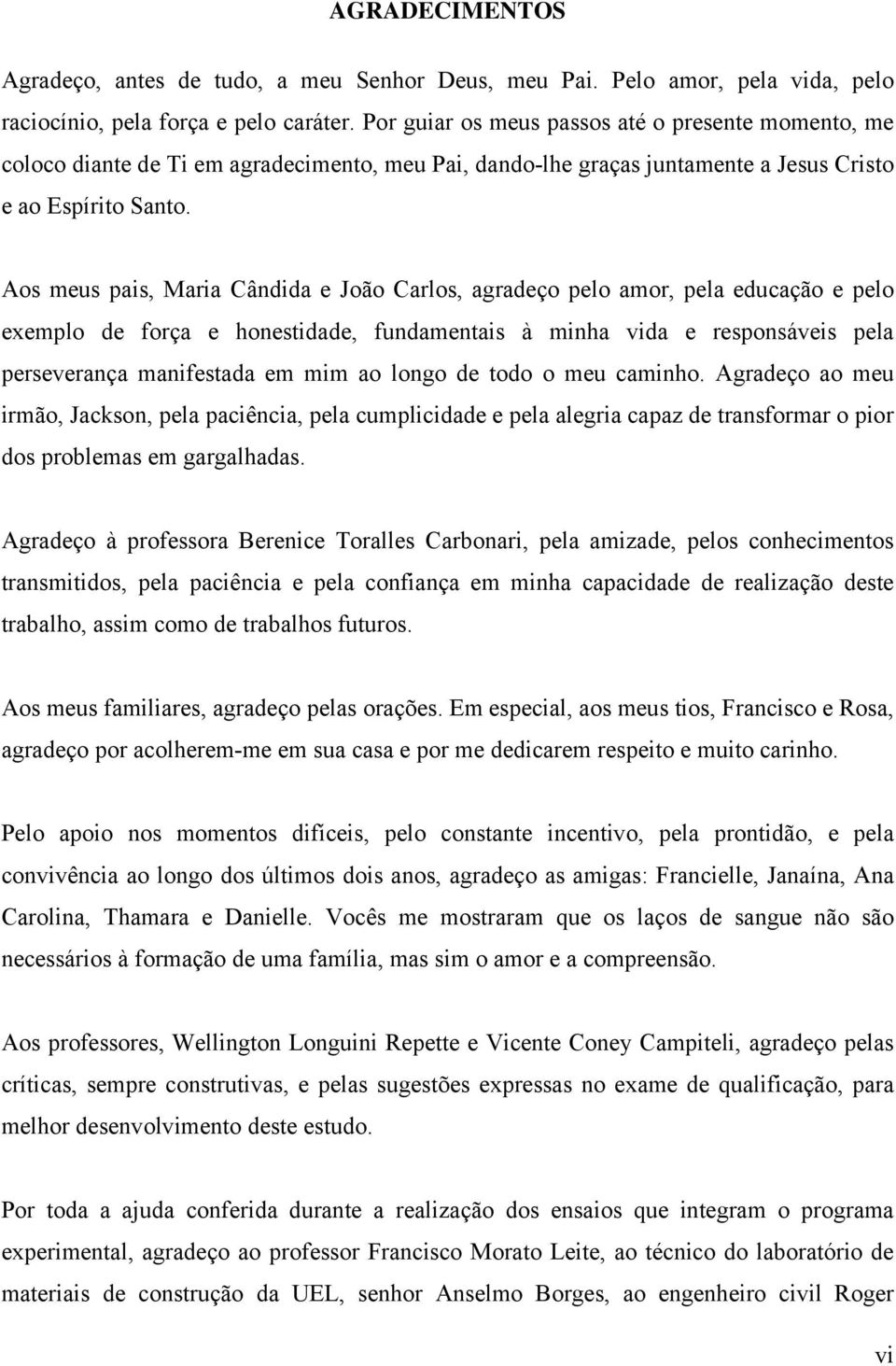 Aos meus pais, Maria Cândida e João Carlos, agradeço pelo amor, pela educação e pelo exemplo de força e honestidade, fundamentais à minha vida e responsáveis pela perseverança manifestada em mim ao