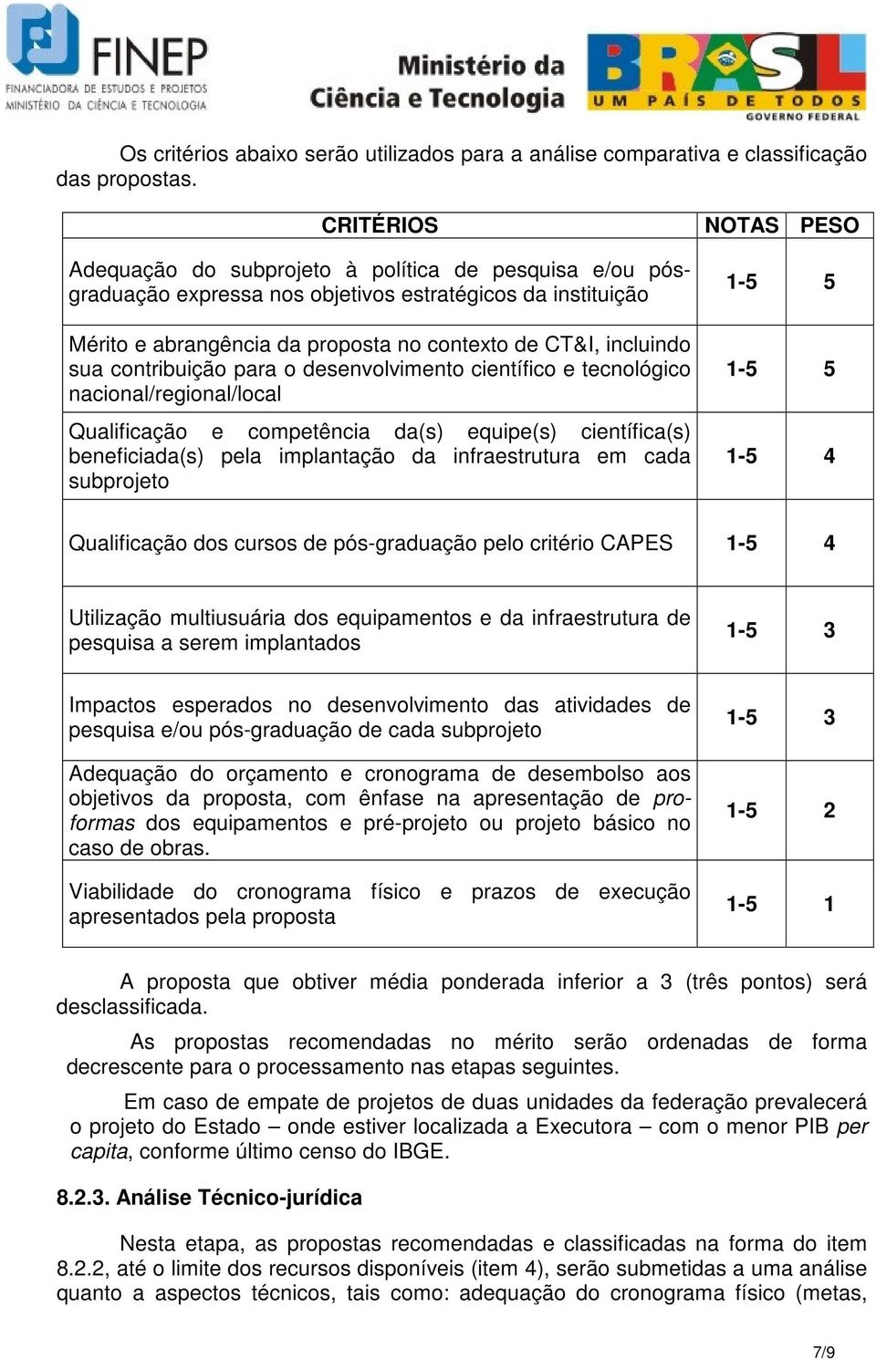 contribuição para o desenvolvimento científico e tecnológico nacional/regional/local Qualificação e competência da(s) equipe(s) científica(s) beneficiada(s) pela implantação da infraestrutura em cada