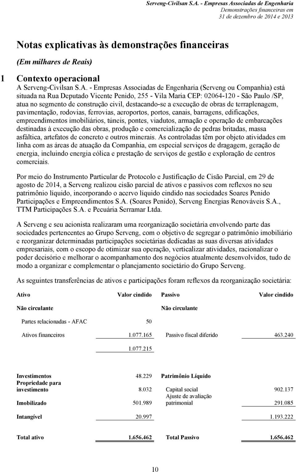 - Empresas Associadas de Engenharia (Serveng ou Companhia) está situada na Rua Deputado Vicente Penido, 255 - Vila Maria CEP: 02064-120 - São Paulo /SP, atua no segmento de construção civil,