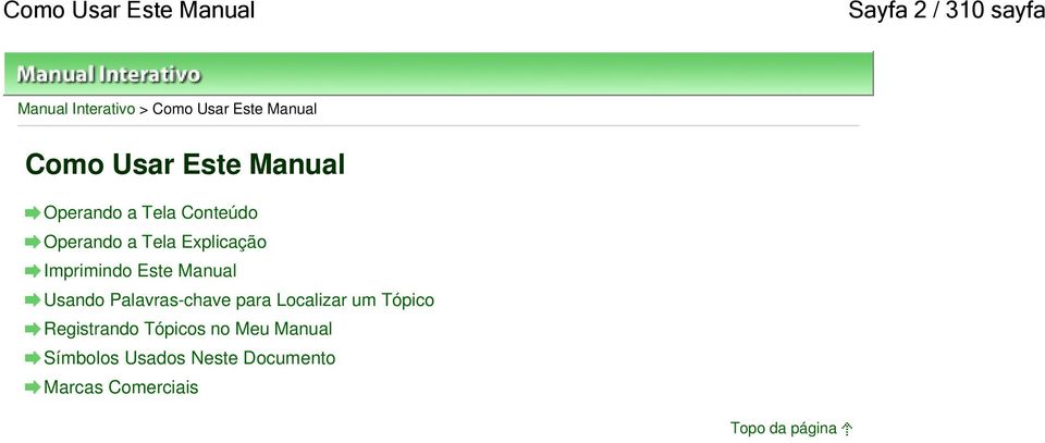 Explicação Imprimindo Este Manual Usando Palavras-chave para Localizar um