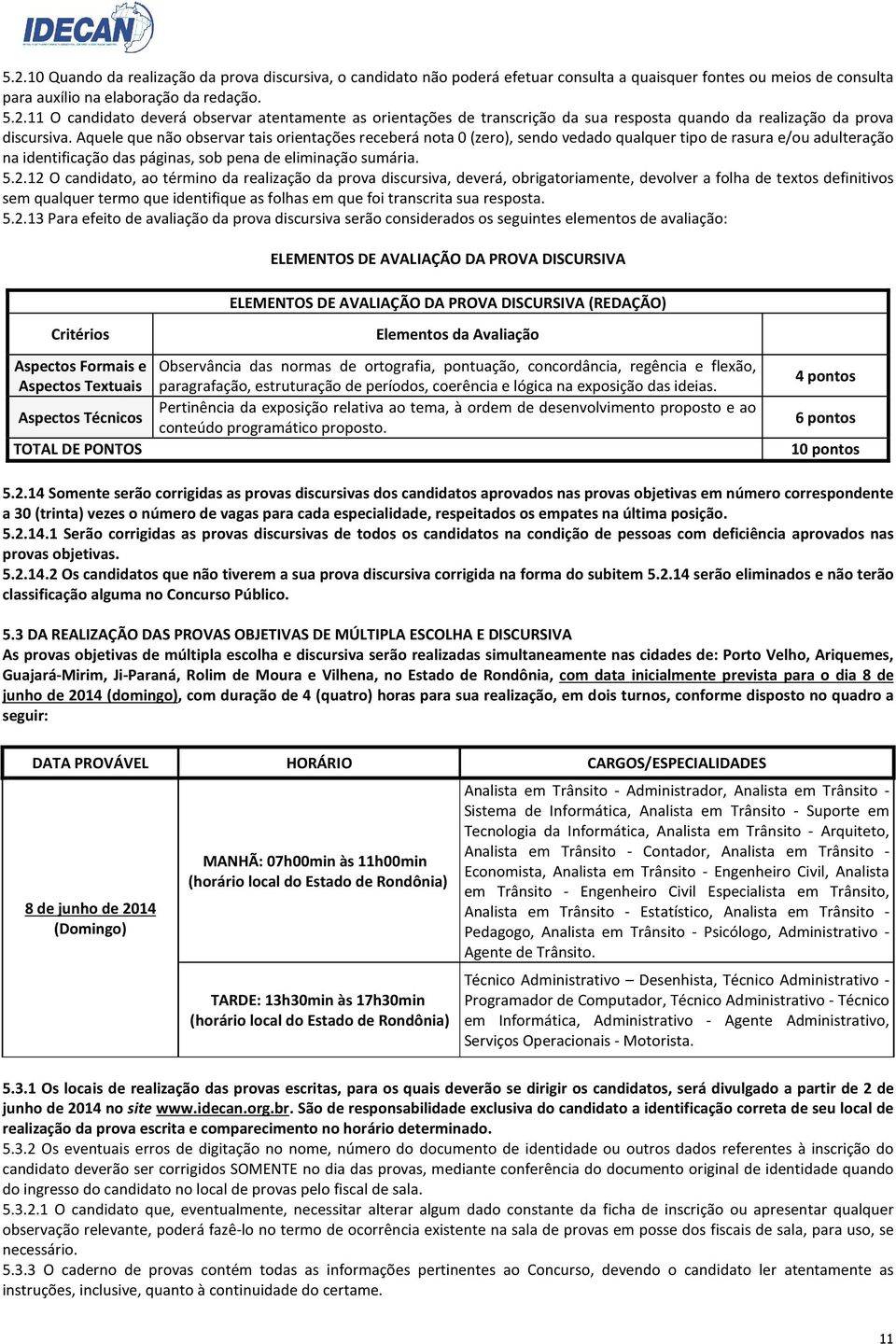 12 O candidato, ao término da realização da prova discursiva, deverá, obrigatoriamente, devolver a folha de textos definitivos sem qualquer termo que identifique as folhas em que foi transcrita sua