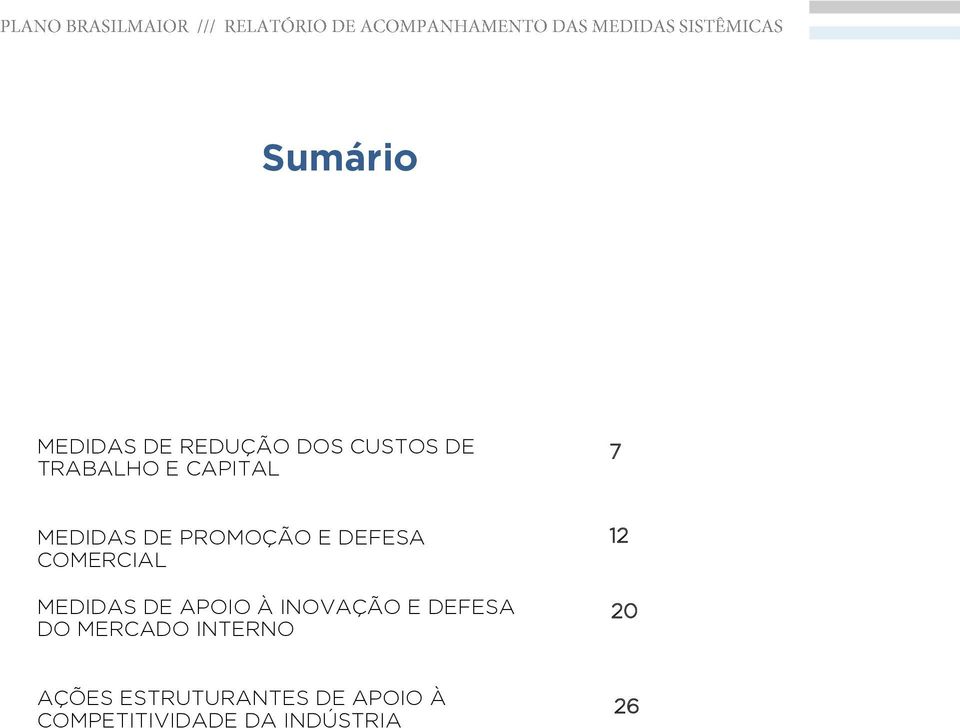 DE APOIO À INOVAÇÃO E DEFESA DO MERCADO INTERNO 12 20