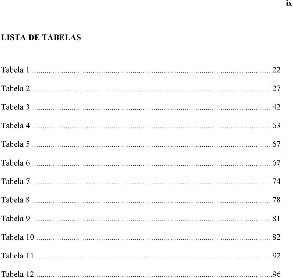 .. 67 Tabela 7... 74 Tabela 8... 78 Tabela 9.