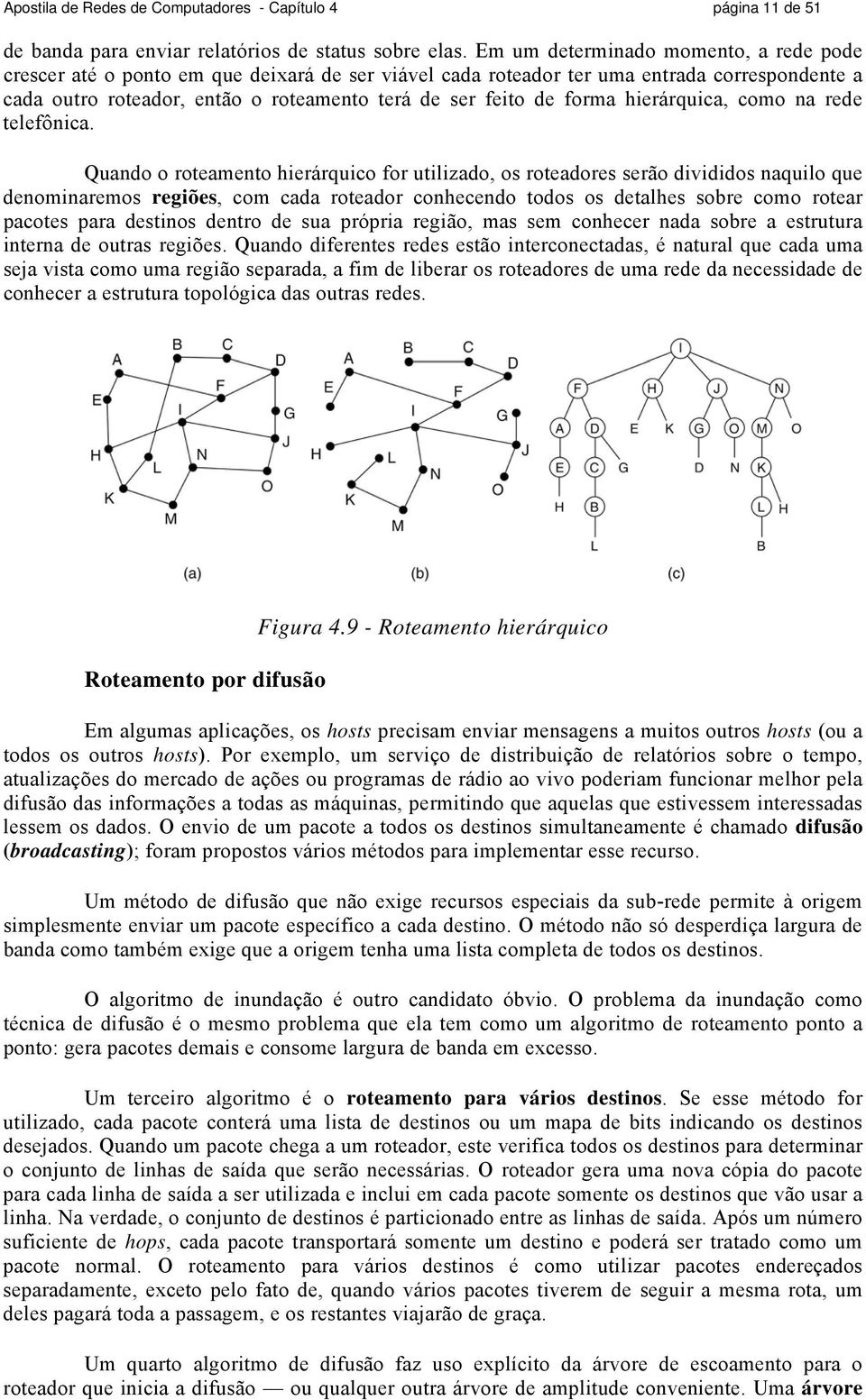 forma hierárquica, como na rede telefônica.