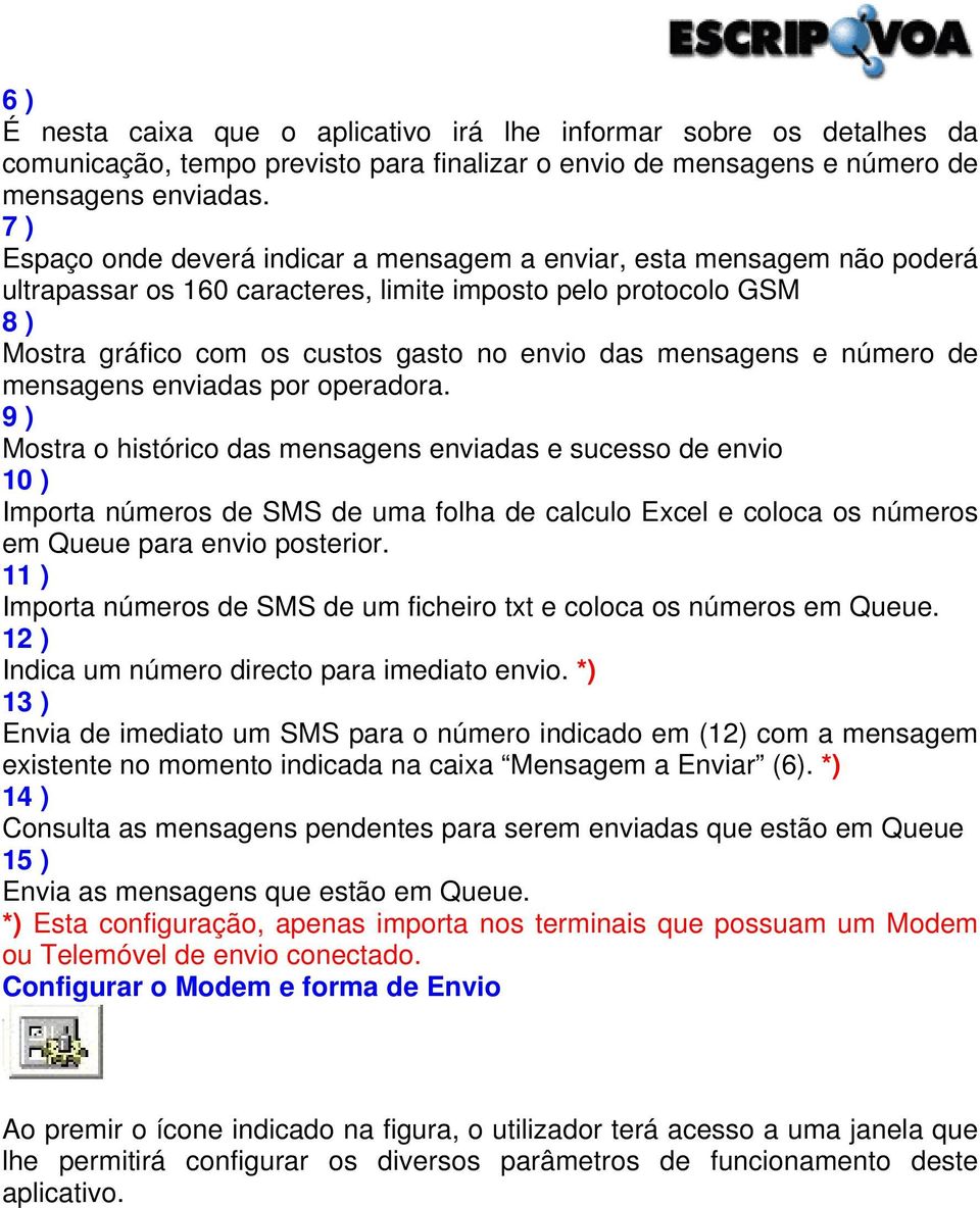 mensagens e número de mensagens enviadas por operadora.