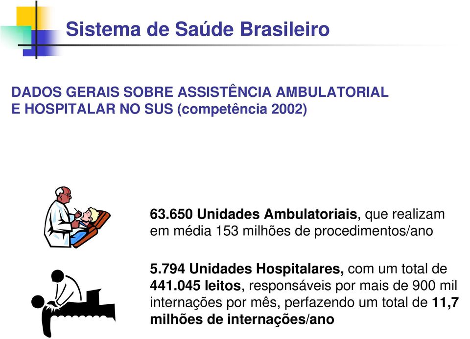 650 Unidades Ambulatoriais, que realizam em média 153 milhões de procedimentos/ano 5.