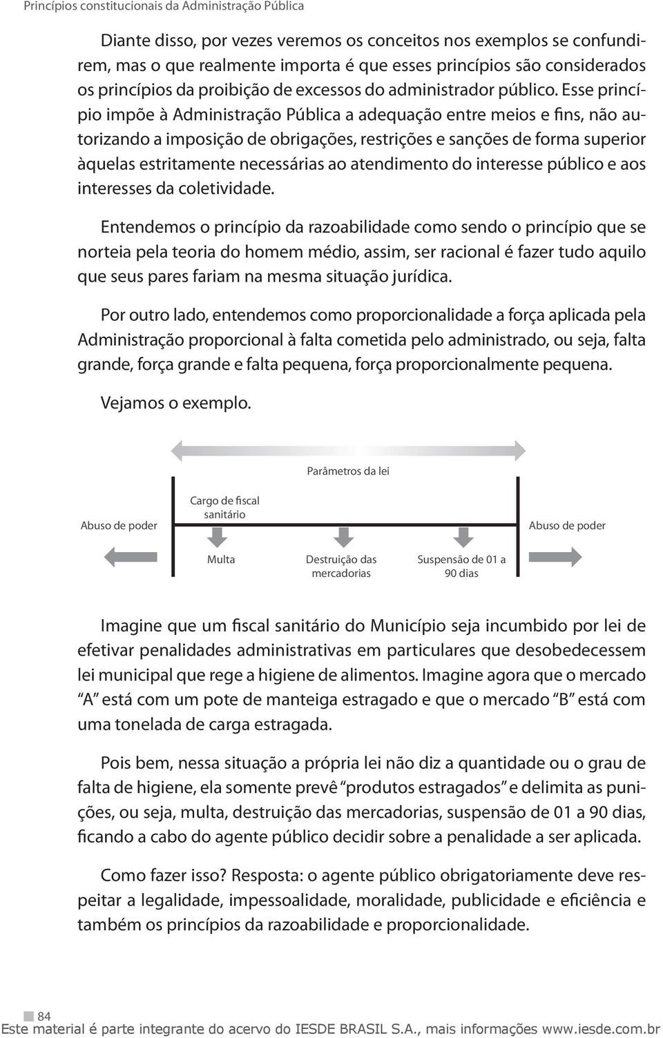 Esse princípio impõe à Administração Pública a adequação entre meios e fins, não autorizando a imposição de obrigações, restrições e sanções de forma superior àquelas estritamente necessárias ao