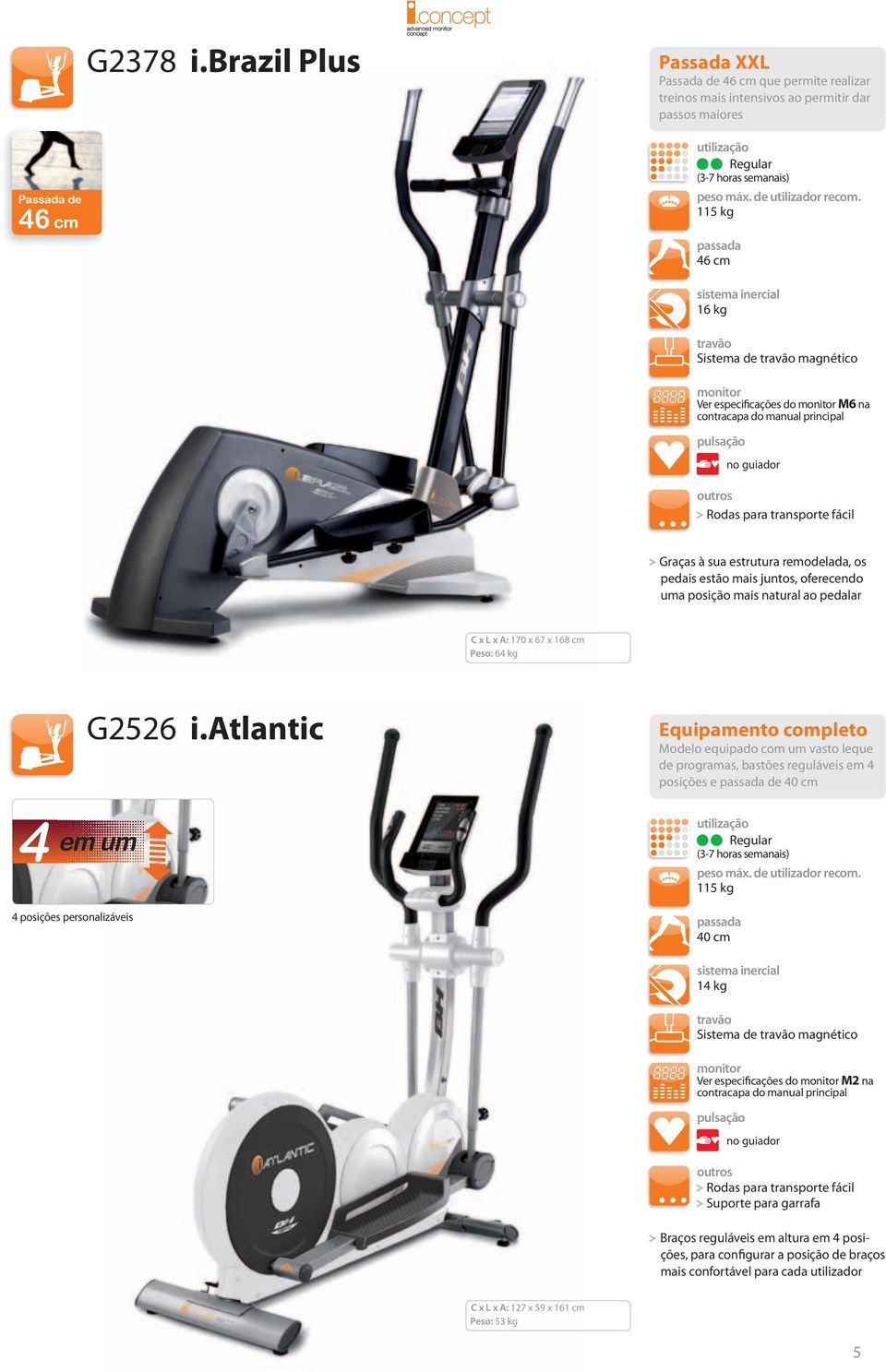 do M6 na Graças à sua estrutura remodelada, os pedais estão mais juntos, oferecendo uma posição mais natural ao pedalar C x L x A: 170 x 67 x 168 cm Peso: 64 kg G2526 i.