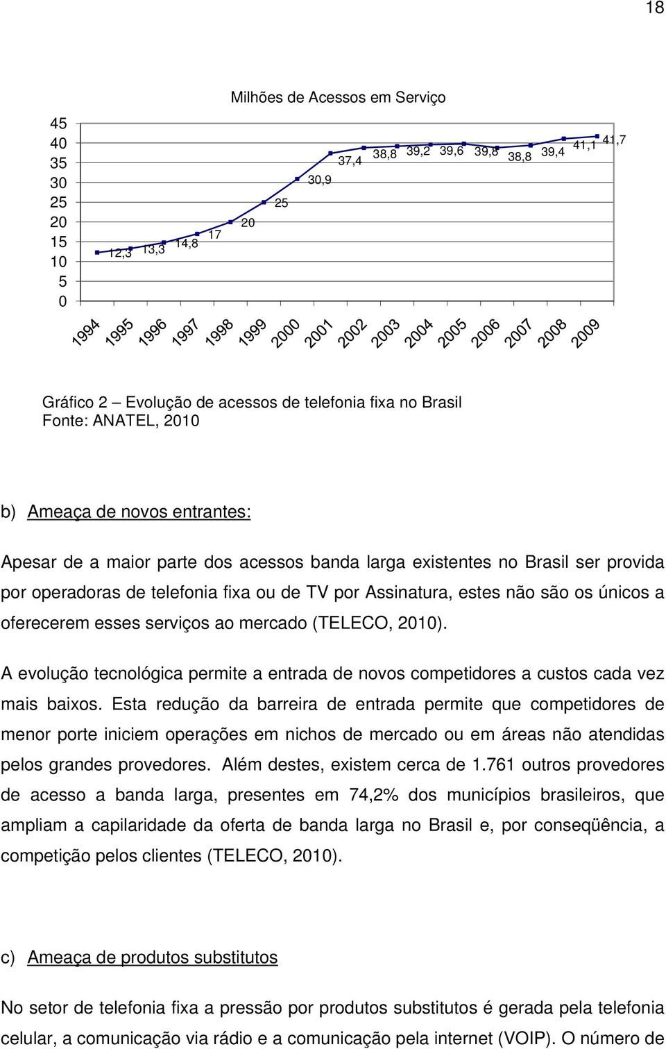 únicos a oferecerem esses serviços ao mercado (TELECO, 2010). A evolução tecnológica permite a entrada de novos competidores a custos cada vez mais baixos.