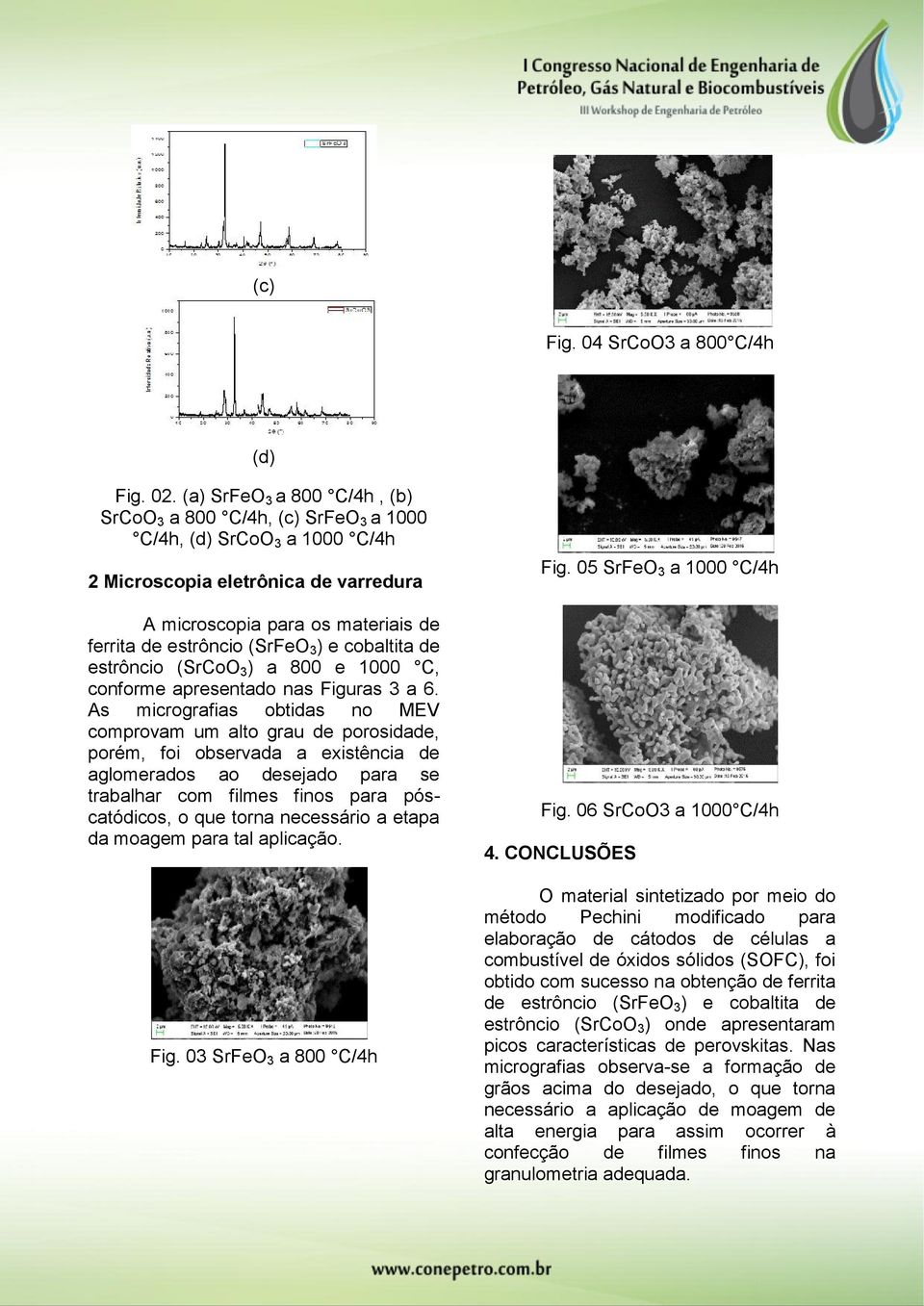 ) e cobaltita de estrôncio (SrCoO 3 ) a 800 e 1000 C, conforme apresentado nas Figuras 3 a 6.