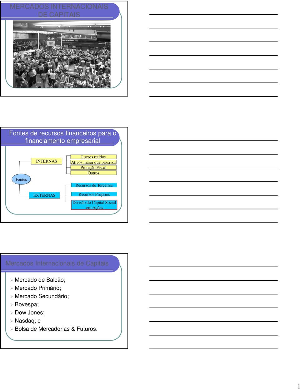 Terceiros Recursos Próprios Divisão do Capital Social em Ações Mercados Internacionais de Capitais
