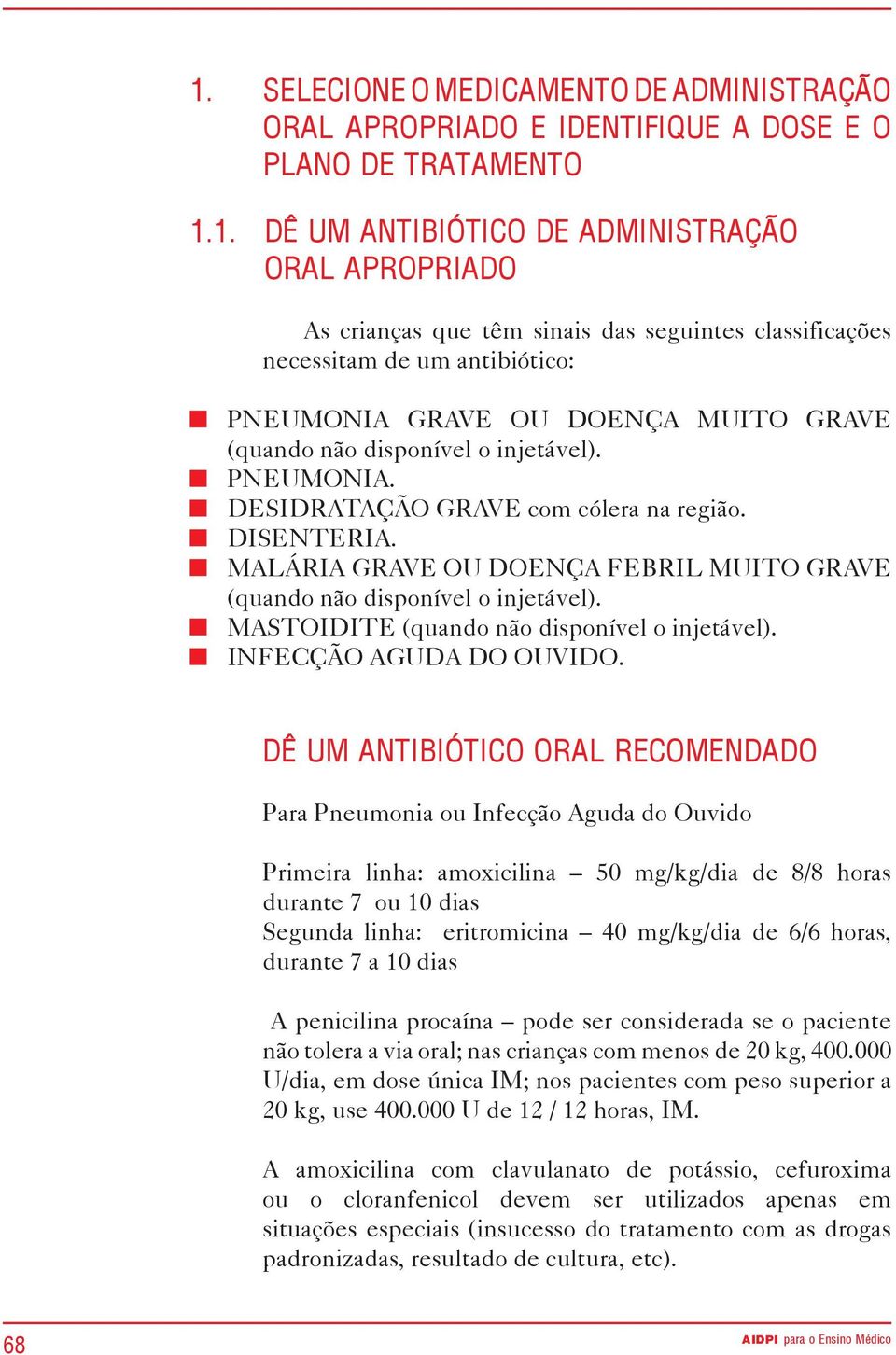 MALÁRIA GRAVE OU DOENÇA FEBRIL MUITO GRAVE (quando não disponível o injetável). MASTOIDITE (quando não disponível o injetável). INFECÇÃO AGUDA DO OUVIDO.