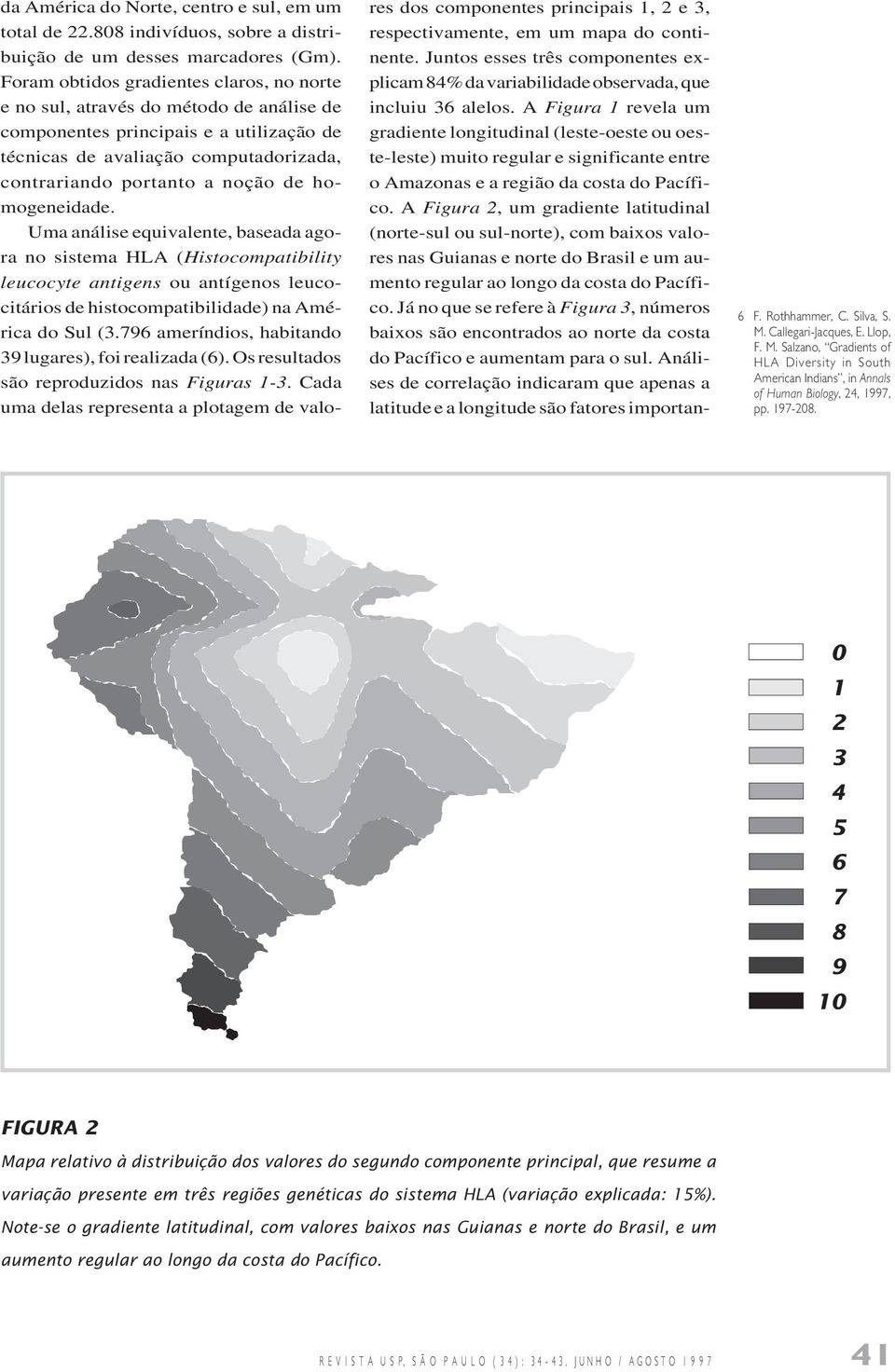 homogeneidade. Uma análise equivalente, baseada agora no sistema HLA (Histocompatibility leucocyte antigens ou antígenos leucocitários de histocompatibilidade) na América do Sul (3.