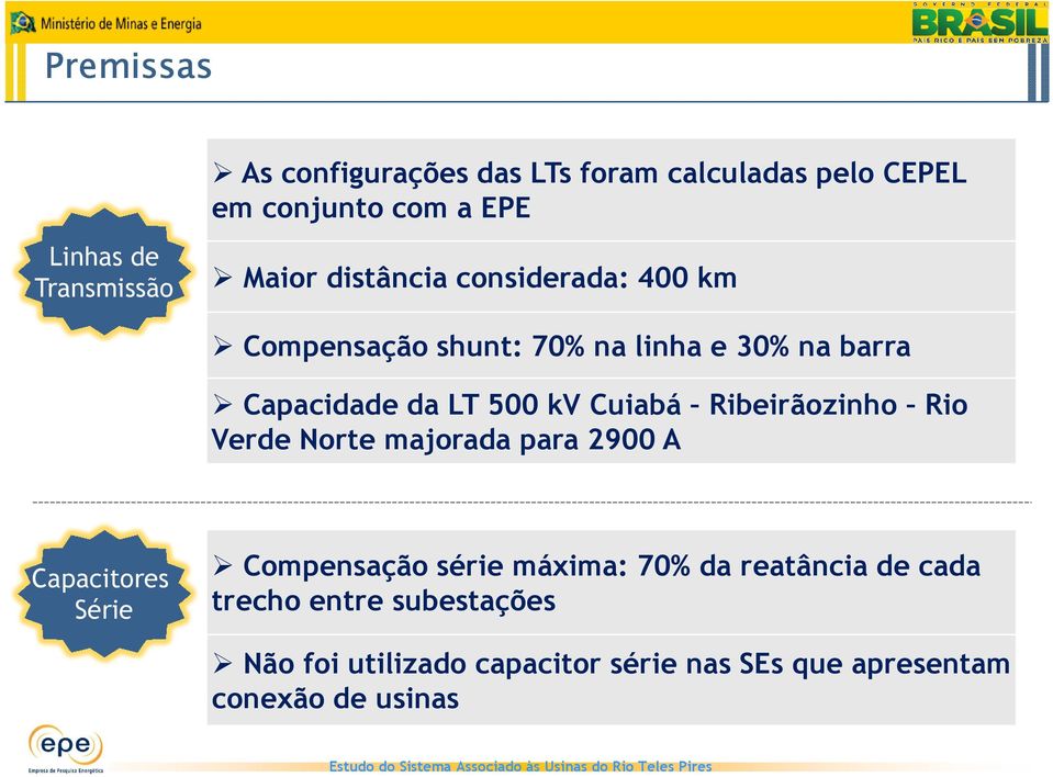 Ribeirãozinho Rio Verde Norte majorada para 2900 A Capacitores Série Compensação série máxima: 70% da