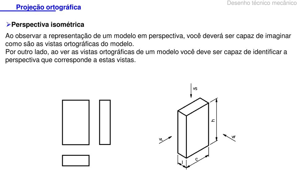 ortográficas do modelo.