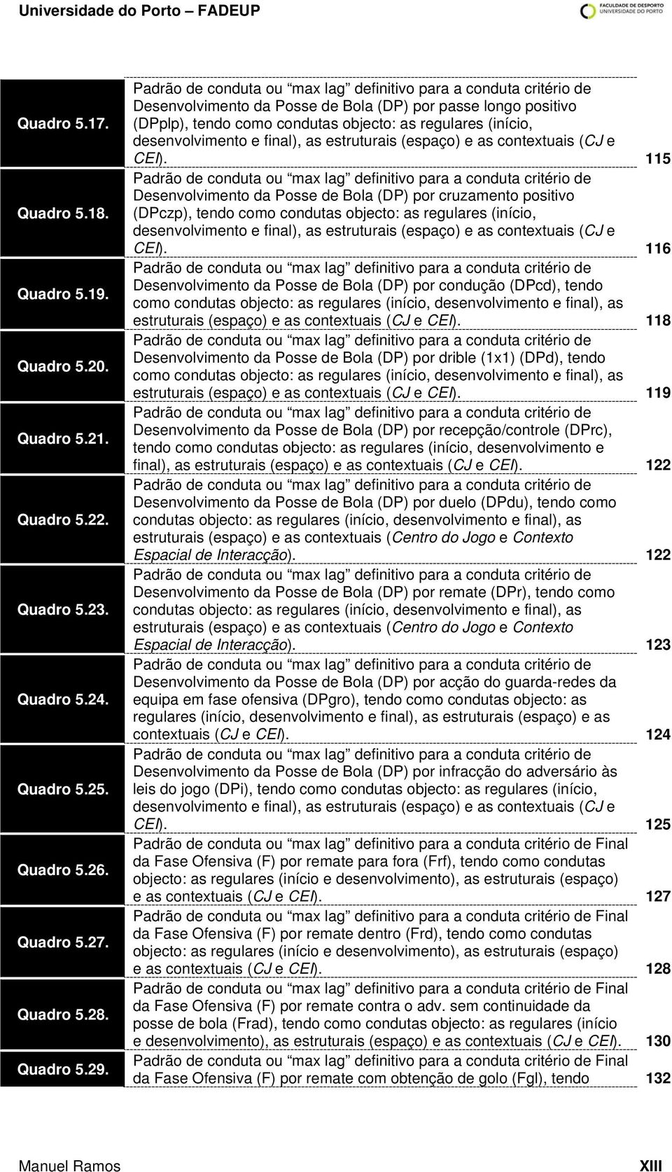 desenvolvimento e final), as estruturais (espaço) e as contextuais (CJ e CEI).