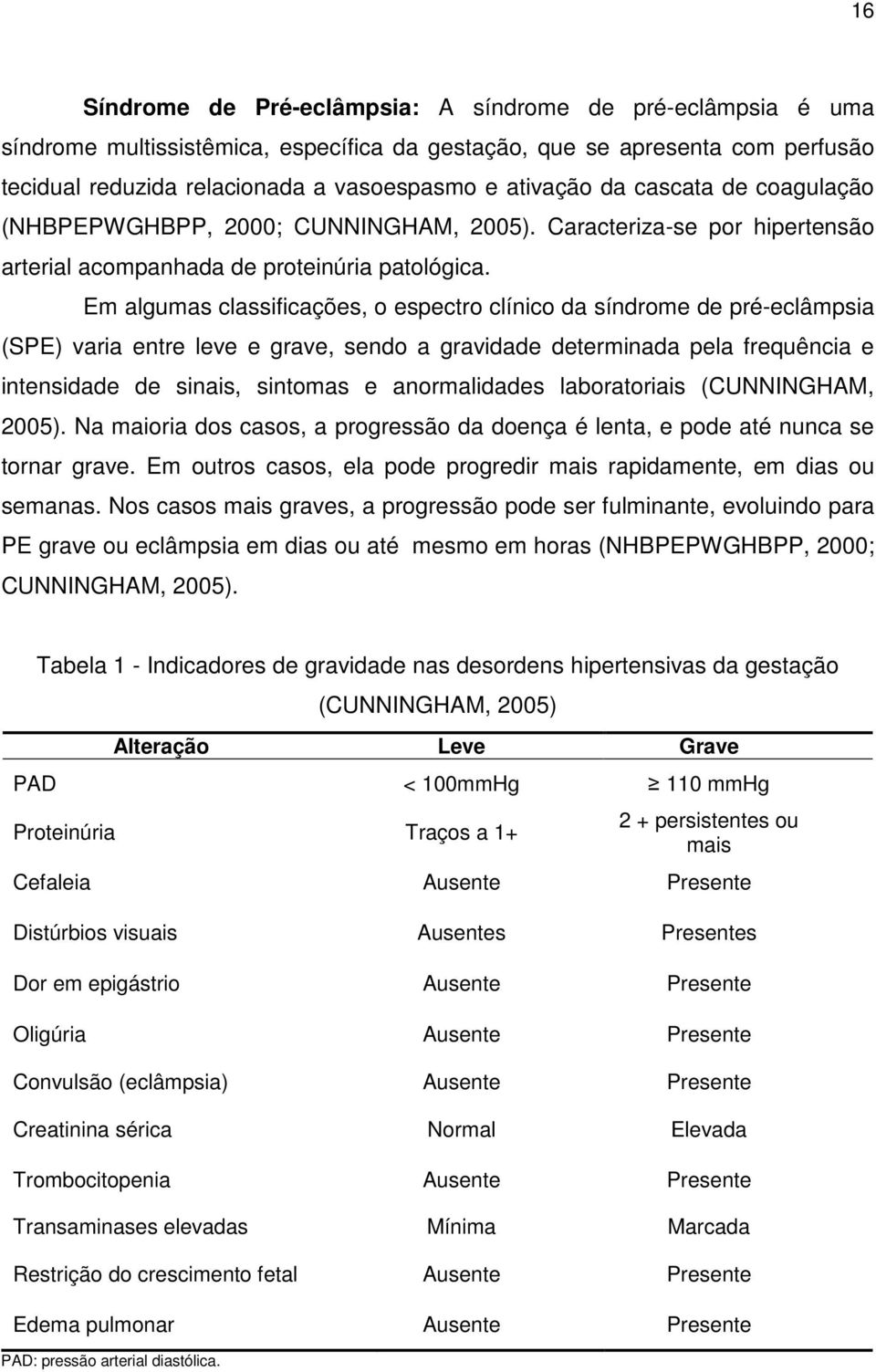 Em algumas classificações, o espectro clínico da síndrome de pré-eclâmpsia (SPE) varia entre leve e grave, sendo a gravidade determinada pela frequência e intensidade de sinais, sintomas e