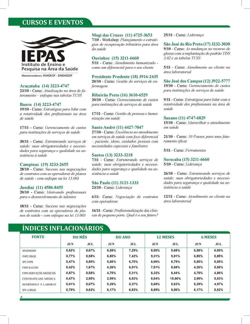 segurança e qualidade na assistência à saúde Campinas (19) 3233-2655 28/10 - Curso: Sucesso nas negociações de contratos com as operadoras de planos de saúde - com enfoque na lei 13.