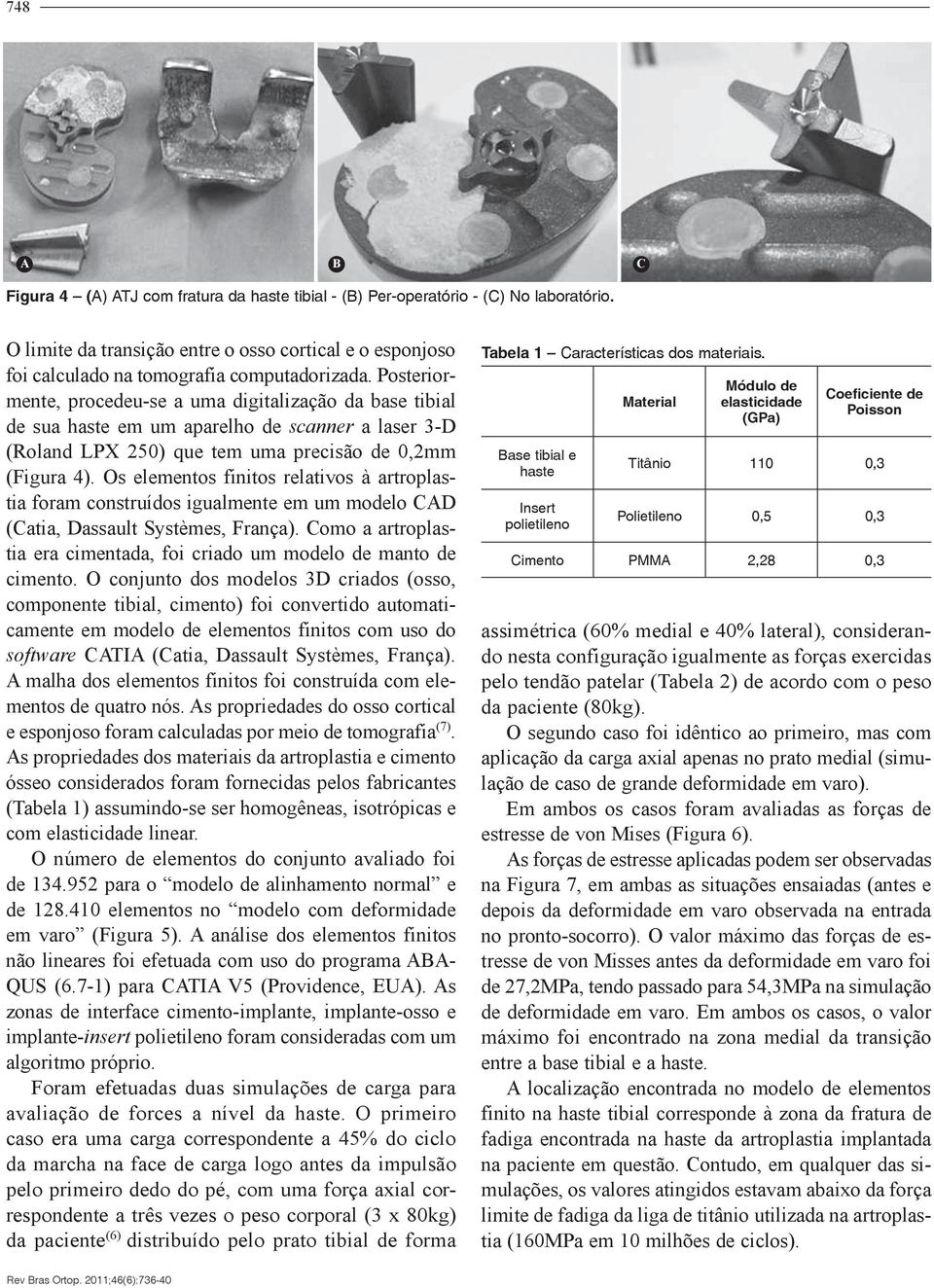 Os elementos finitos relativos à artroplastia foram construídos igualmente em um modelo CAD (Catia, Dassault Systèmes, França).