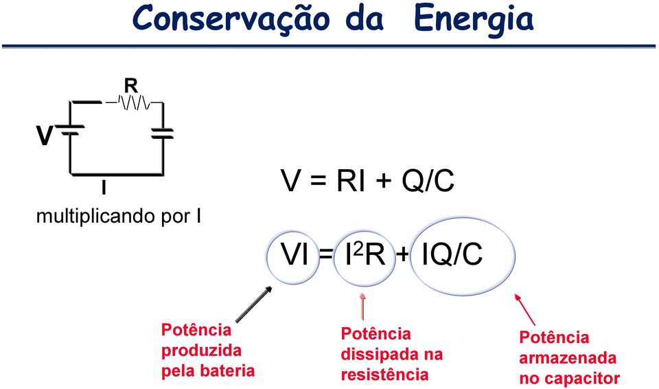 produzida pela bateria Potência dissipada