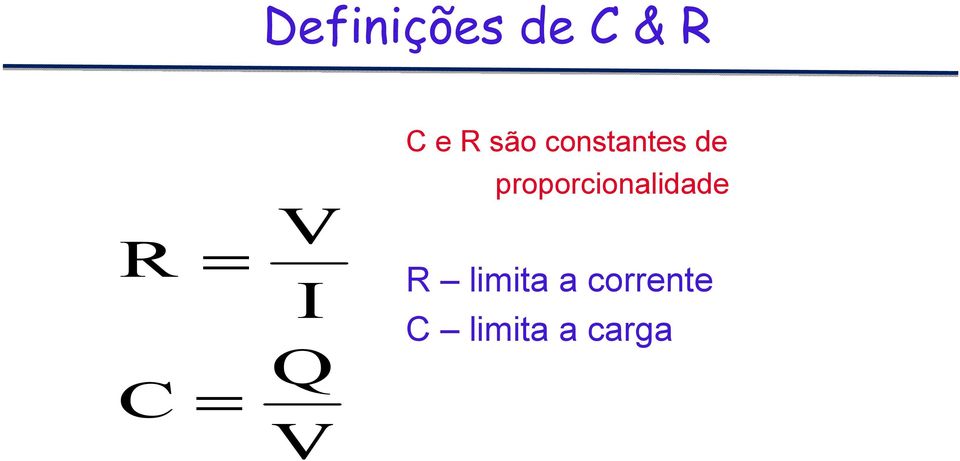 proporcionalidade V R = I