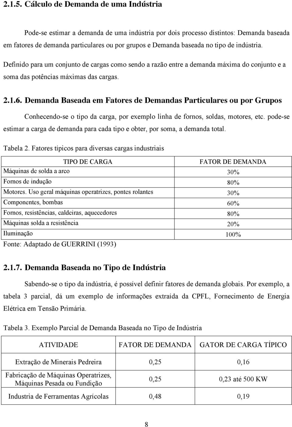 de indústria. Definido para um conjunto de cargas como sendo a razão entre a demanda máxima do conjunto e a soma das potências máximas das cargas. 2.1.6.