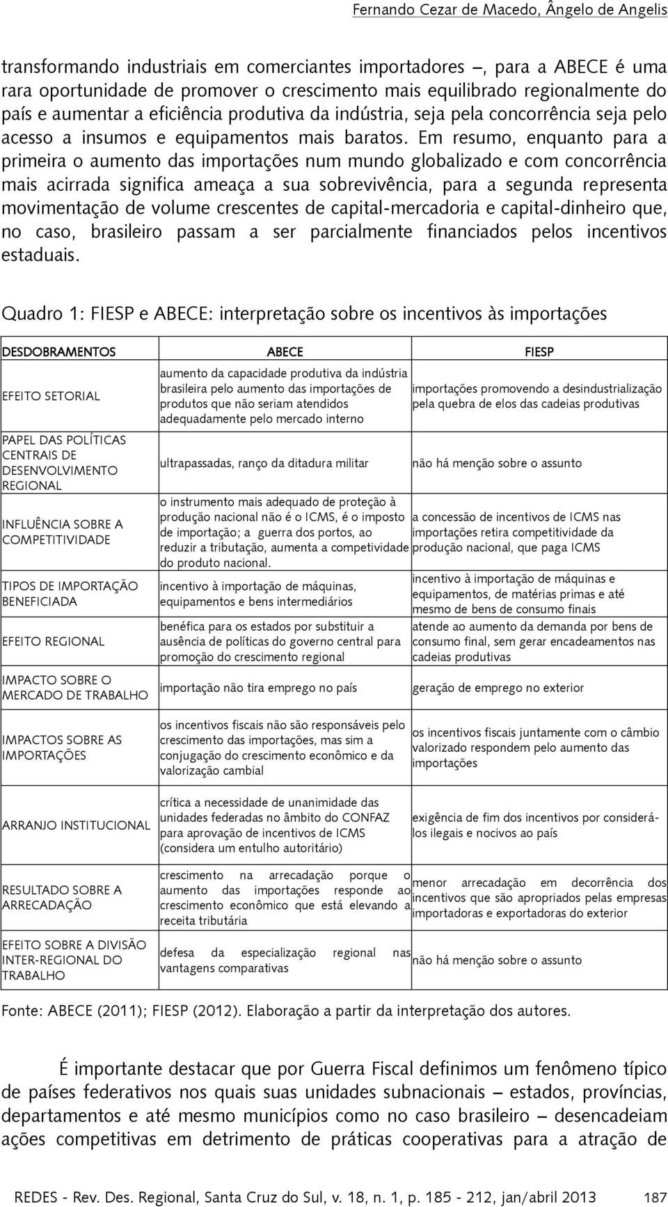 Em resumo, enquanto para a primeira o aumento das importações num mundo globalizado e com concorrência mais acirrada significa ameaça a sua sobrevivência, para a segunda representa movimentação de