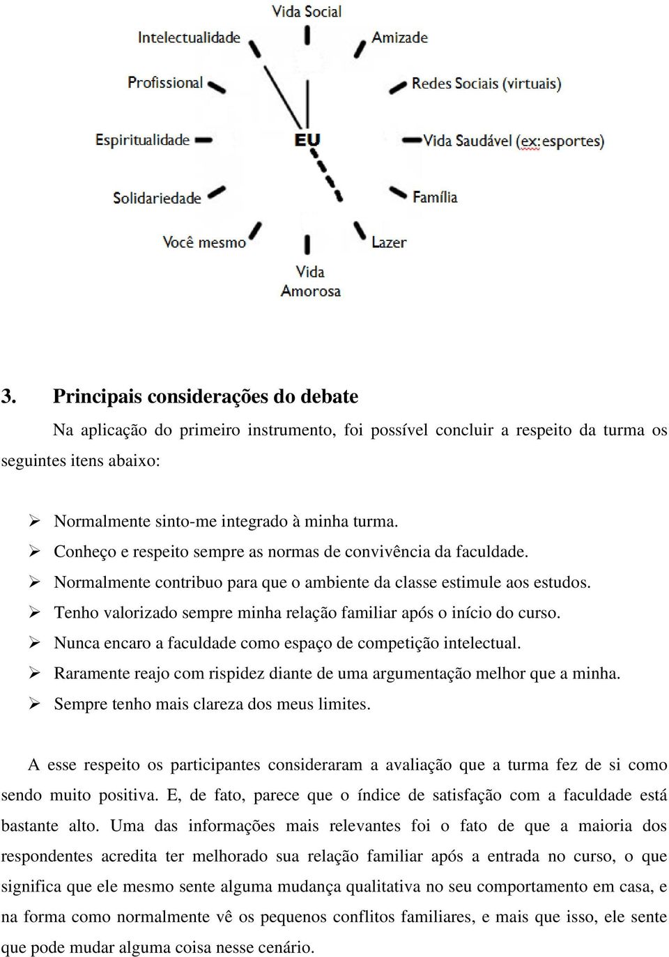 Tenho valorizado sempre minha relação familiar após o início do curso. Nunca encaro a faculdade como espaço de competição intelectual.