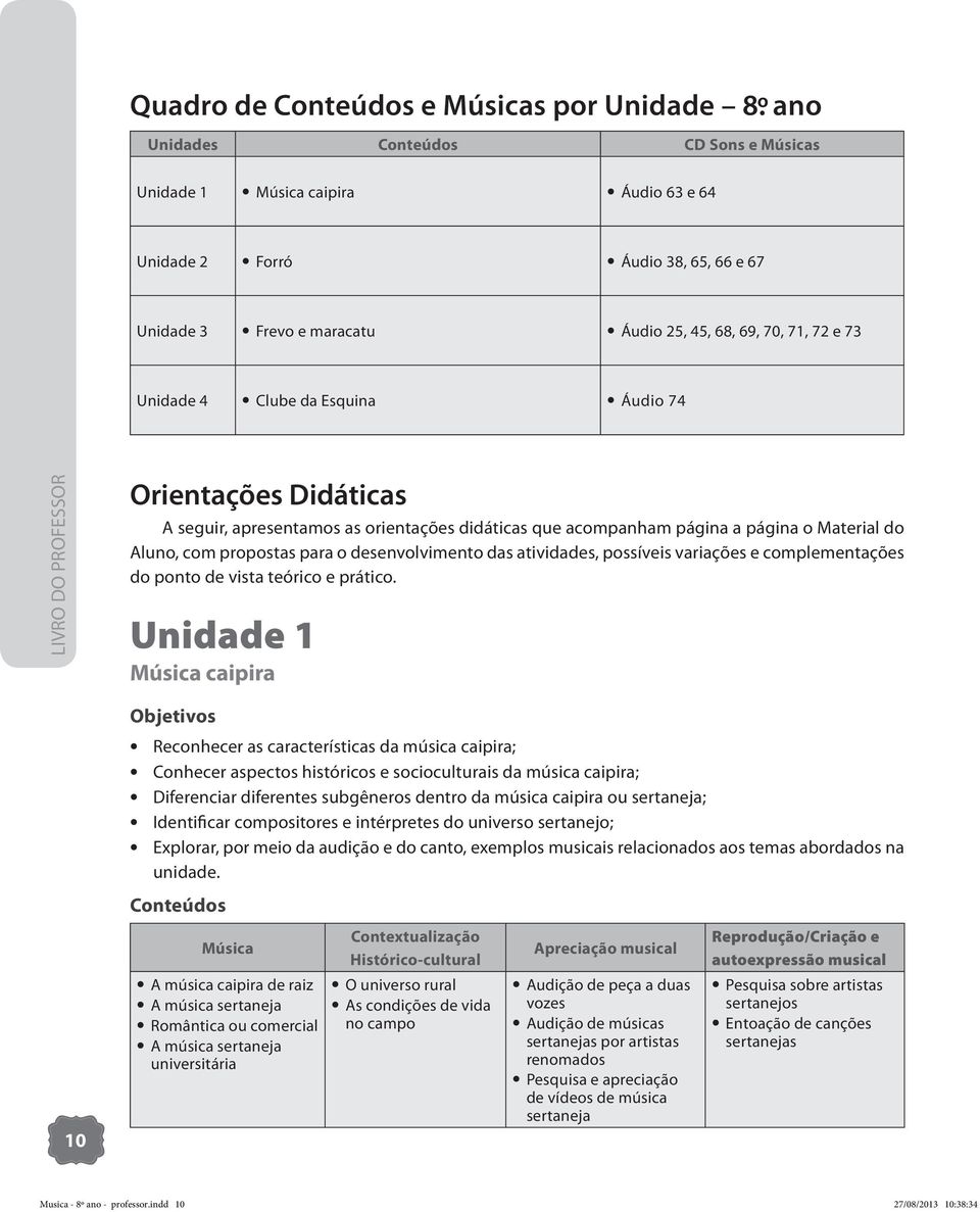 Clube da Esquina Áudio 74 LIVRO DO PROFESSOR Orientações Didáticas A seguir, apresentamos as orientações didáticas que acompanham página a página o Material do Aluno, com propostas para o