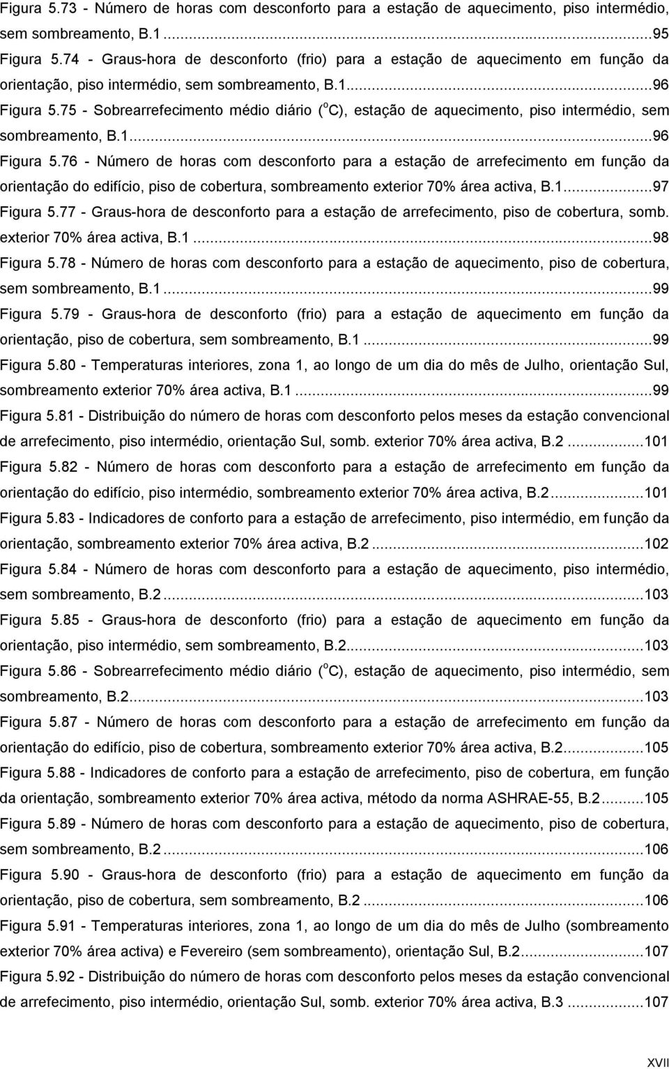 75 - Sobrearrefecimento médio diário ( o C), estação de aquecimento, piso intermédio, sem sombreamento, B.1... 96 Figura 5.