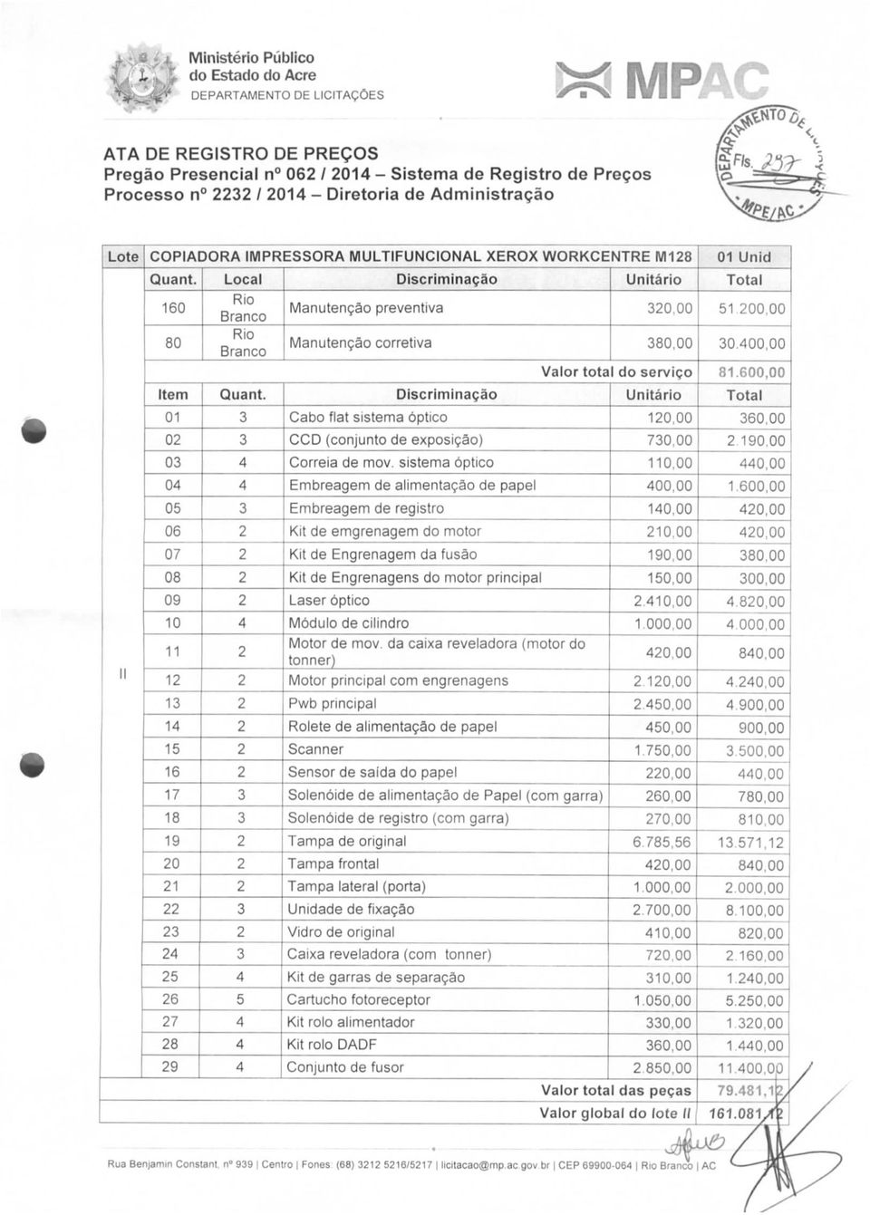 sistema óptico CCD (conjunto de exposição) Correia de mov.