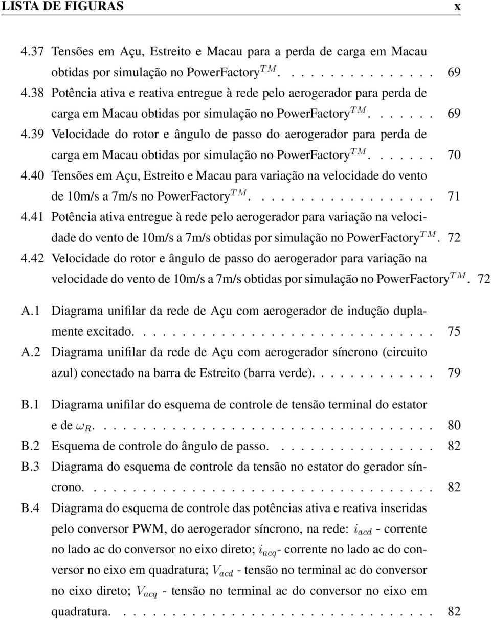39 Velocidade do rotor e ângulo de passo do aerogerador para perda de carga em Macau obtidas por simulação no PowerFactory T M....... 70 4.