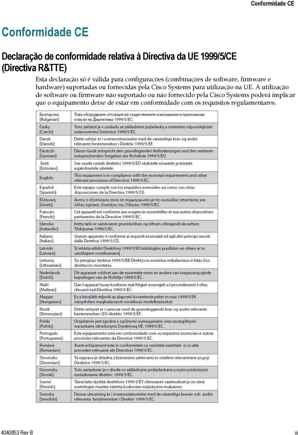 Cisco Systems para utilização na UE.