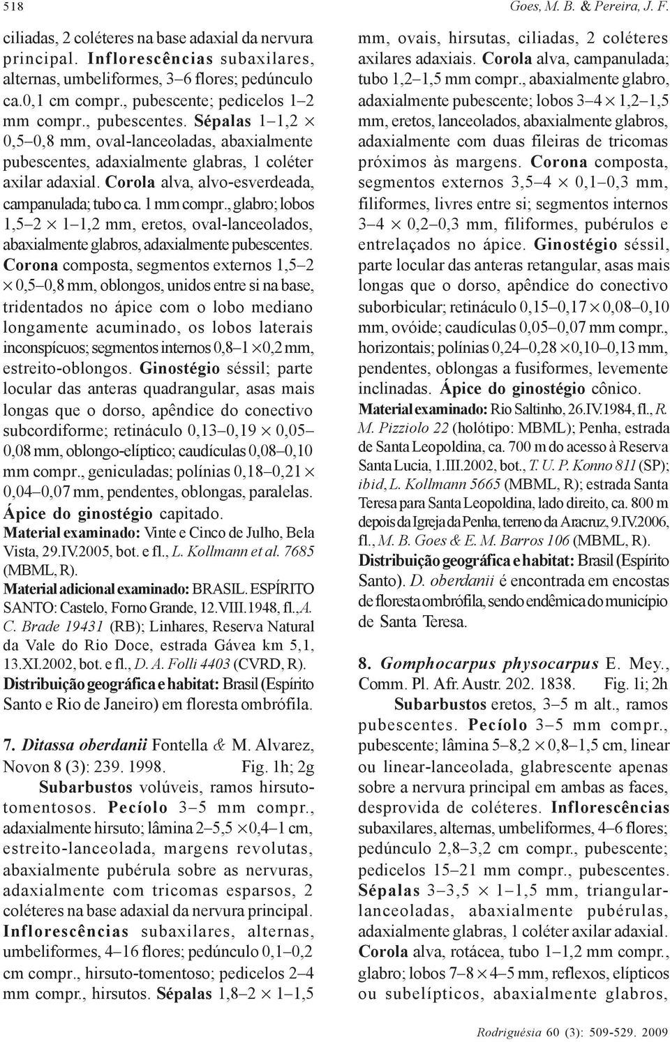 Corola alva, alvo-esverdeada, campanulada; tubo ca. 1 mm compr., glabro; lobos 1,5 2 1 1,2 mm, eretos, oval-lanceolados, abaxialmente glabros, adaxialmente pubescentes.