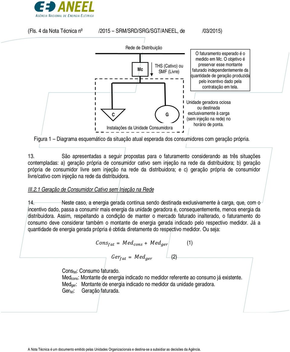 C Instalações da Unidade Consumidora G Unidade geradora ociosa ou destinada exclusivamente à carga (sem injeção na rede) no horário de ponta.