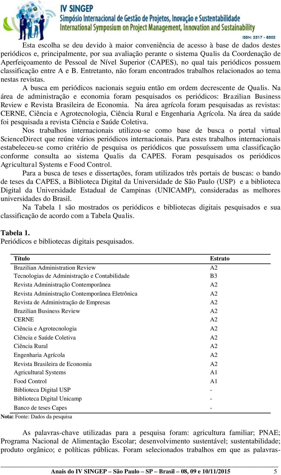 A busca em periódicos nacionais seguiu então em ordem decrescente de Qualis.