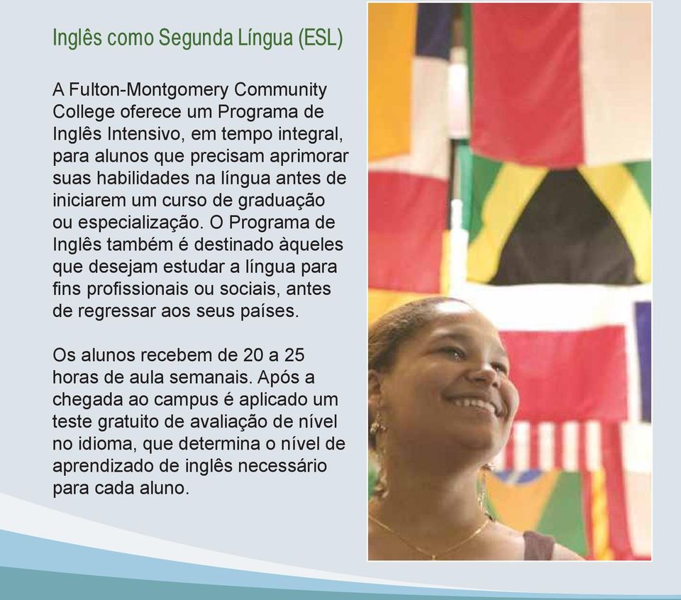 O Programa de Inglês também é destinado àqueles que desejam estudar a língua para fins profissionais ou sociais, antes de regressar aos seus países.