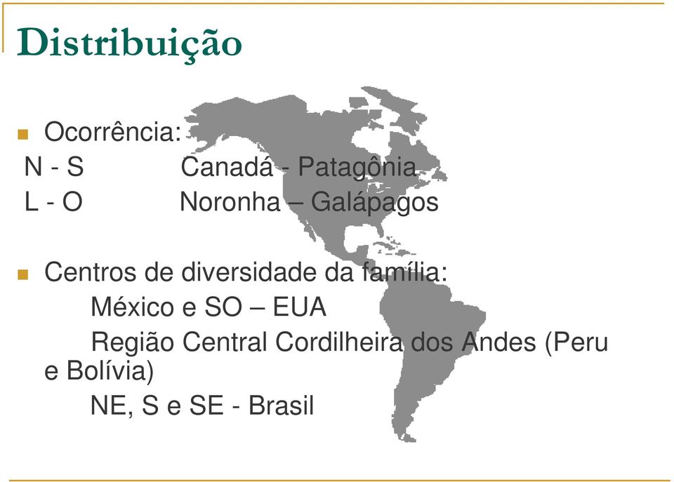 família: México e SO EUA Região Central