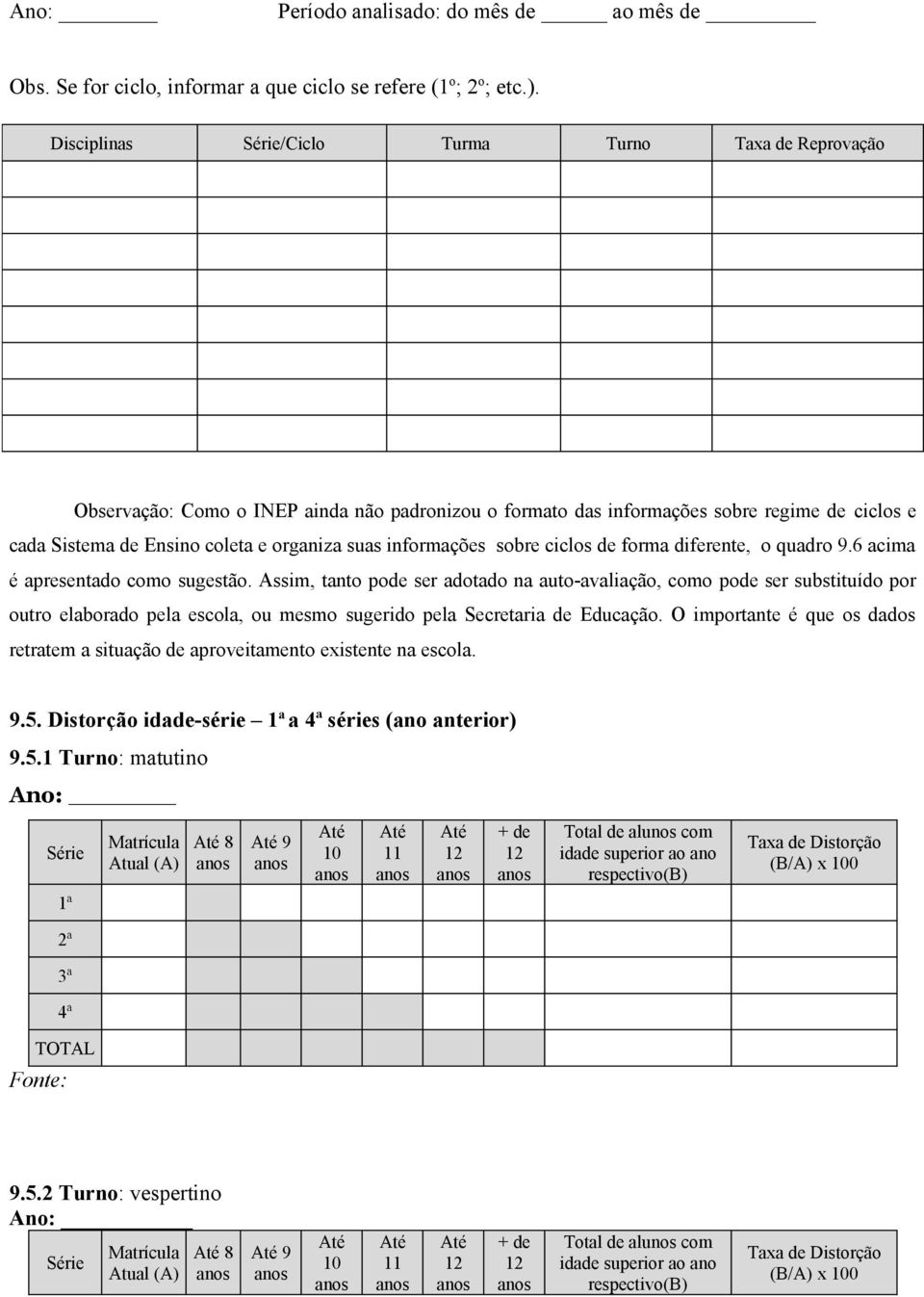 informações sobre ciclos de forma diferente, o quadro 9.6 acima é apresentado como sugestão.