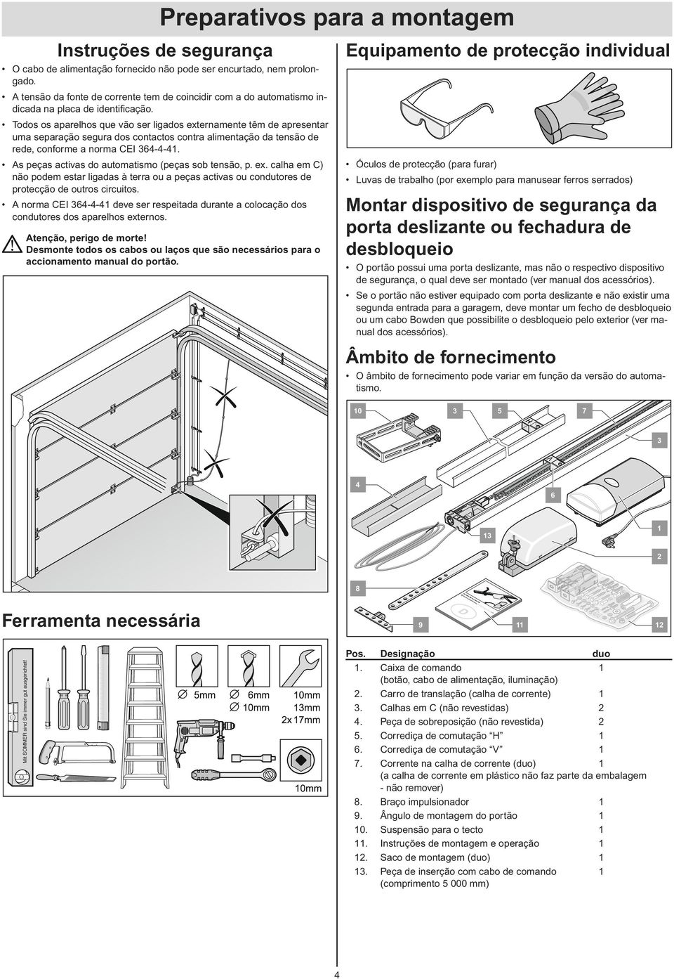 Todos os aparelhos que vão ser ligados externamente têm de apresentar uma separação segura dos contactos contra alimentação da tensão de rede, conforme a norma CEI --.