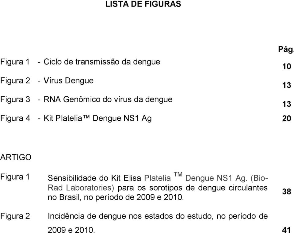 dengue 13 Figura 4 - Kit Platelia Dengue NS1 Ag 20 ARTIGO Figura 1 Sensibilidade do Kit Elisa Platelia TM