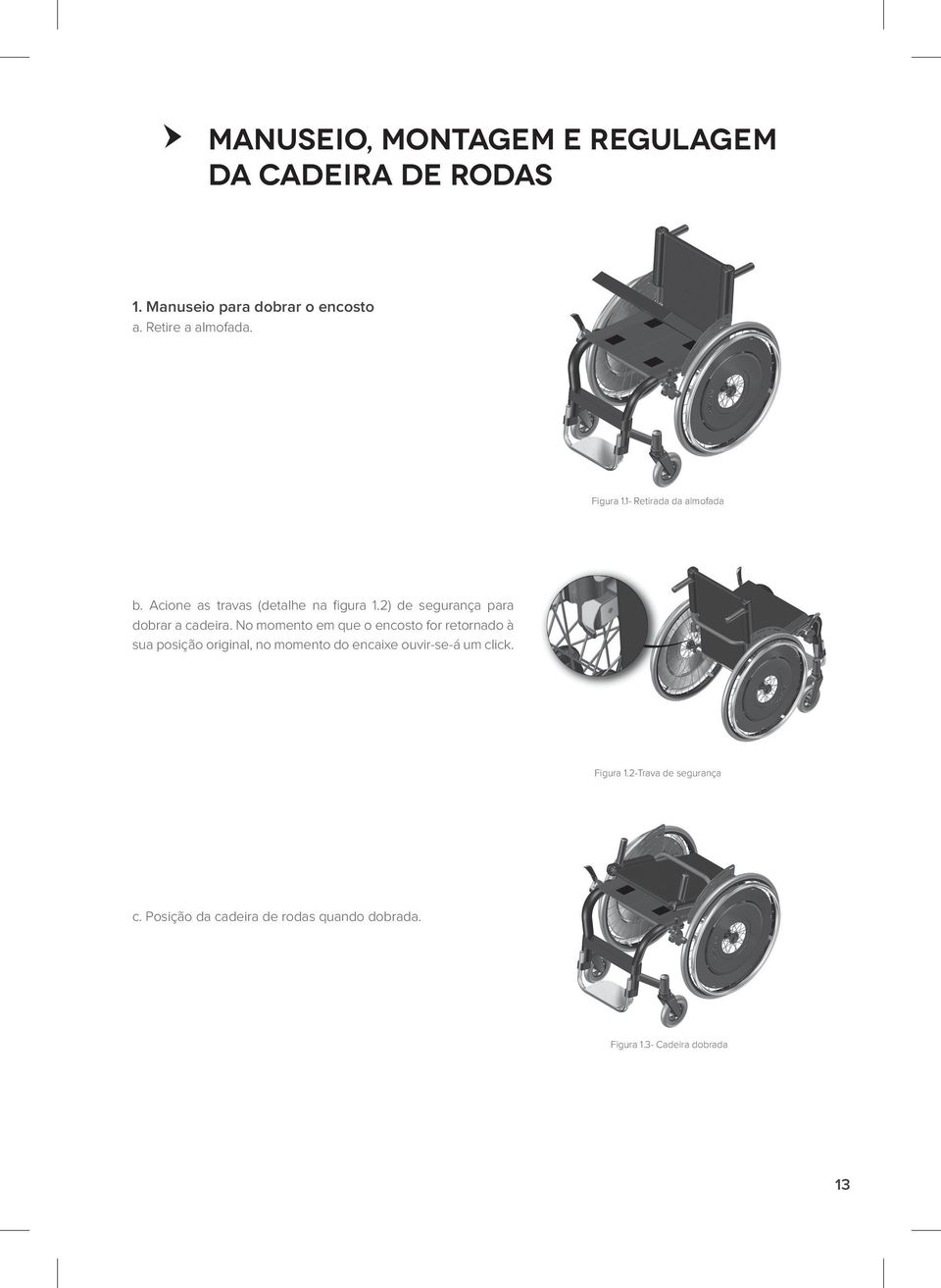 2) de segurança para dobrar a cadeira.